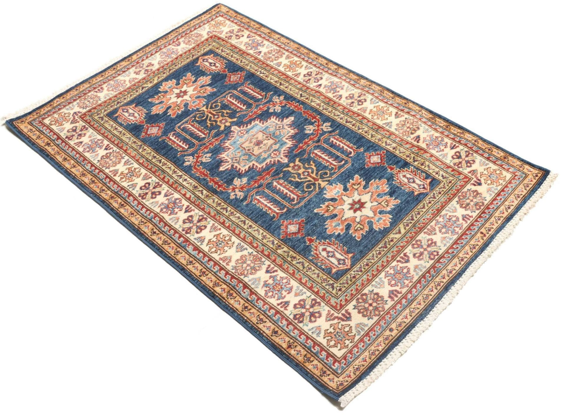 kazak-orientteppich-105-x-156cm-handgeknupft-geometrische-muster-2 Handgeknüpfter Kazak Orientteppich, 105 × 156 cm, Wolle