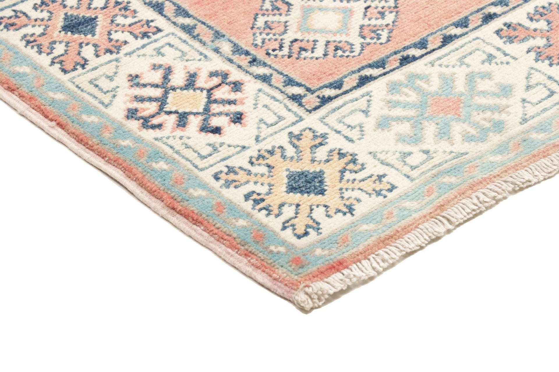 kazak-orientteppich-101-x-143cm-mit-geometrischen-mustern-handgeknupft-4 Handgeknüpfter Kazak Orientteppich, 101 × 143 cm, Wolle
