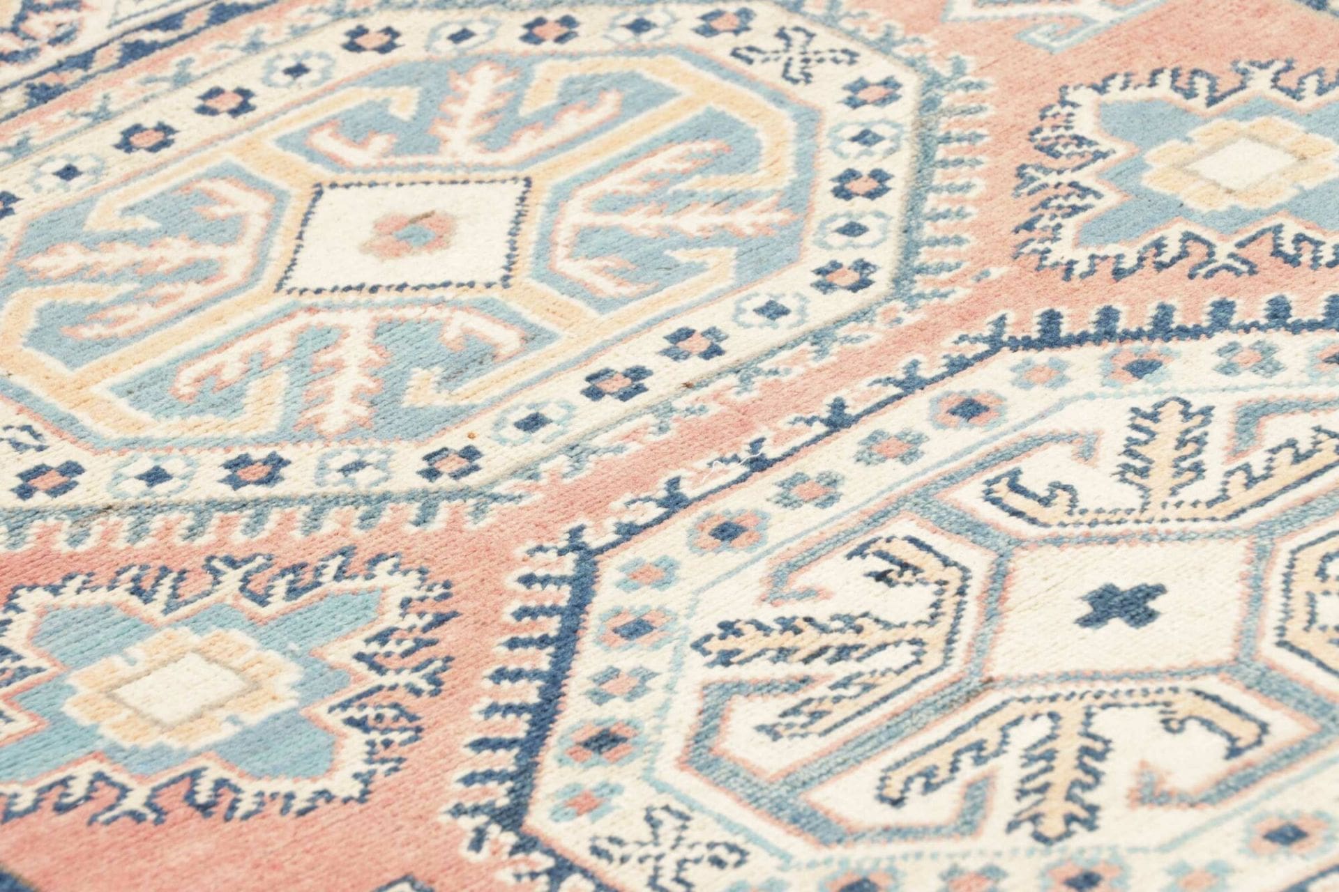 kazak-orientteppich-101-x-143cm-mit-geometrischen-mustern-handgeknupft-7 Handgeknüpfter Kazak Orientteppich, 101 × 143 cm, Wolle