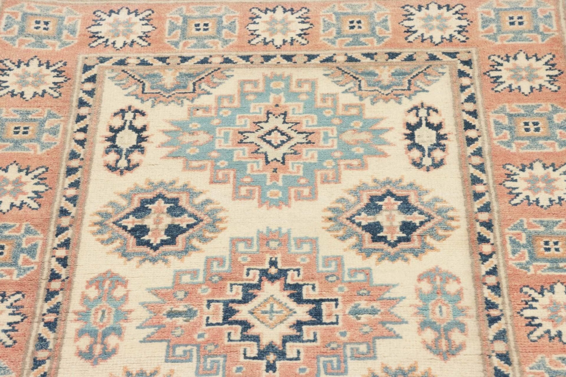 kazak-orientteppich-90-x-136-cm-handgeknupft-wolle-raritat-7 Handgeknüpfter Kazak Orientteppich, 90 × 136 cm, Wolle