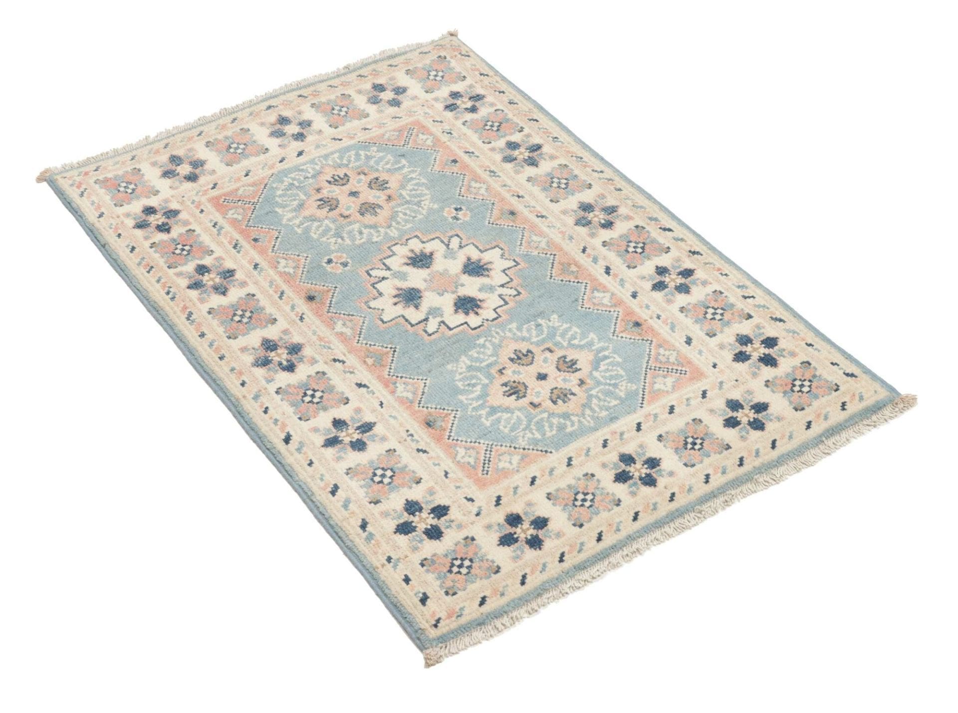 Kazak Orientteppich 66 × 92 cm aus Wolle, handgeknüpft