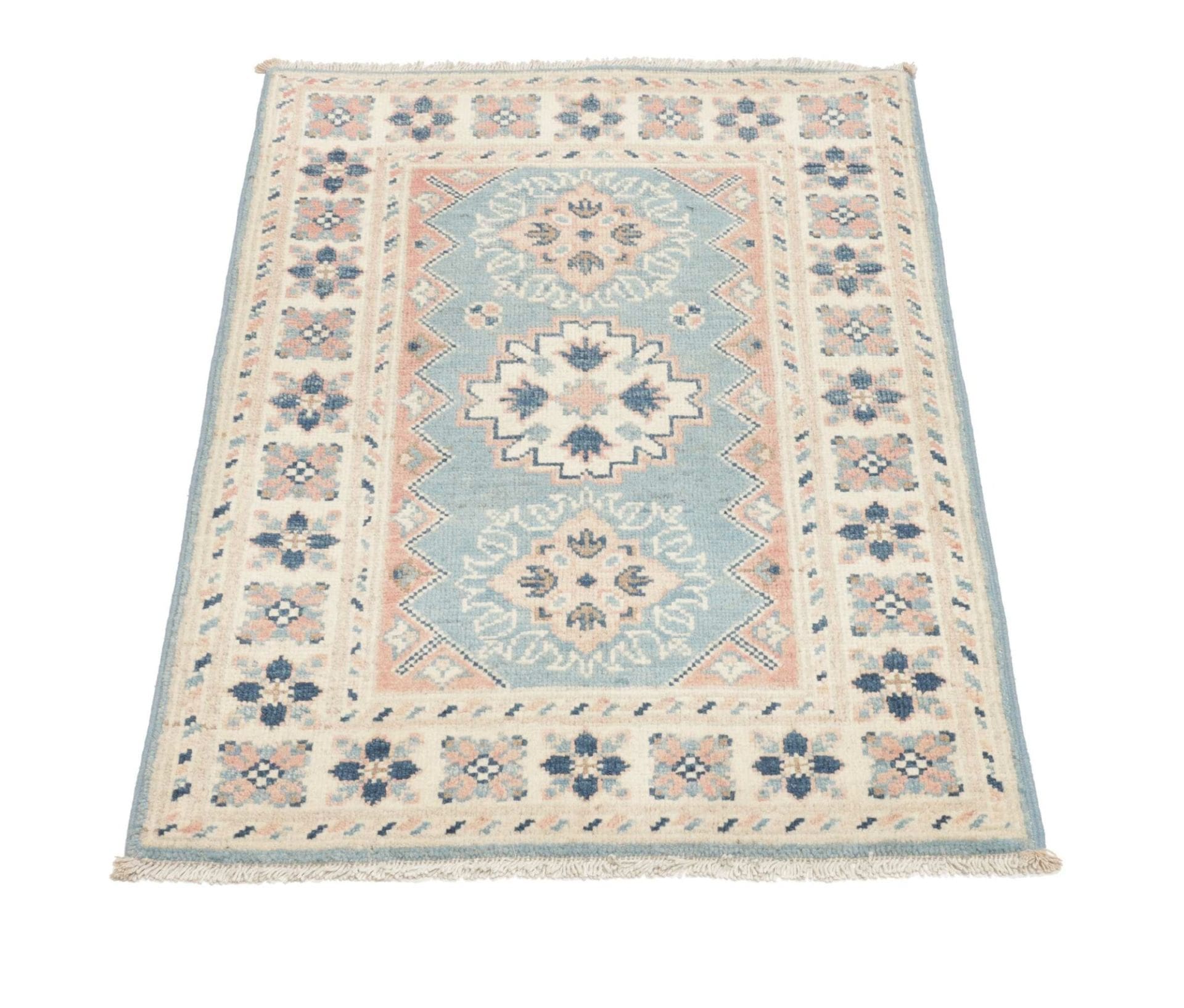 Kazak Orientteppich 66 × 92 cm aus Wolle, handgeknüpft
