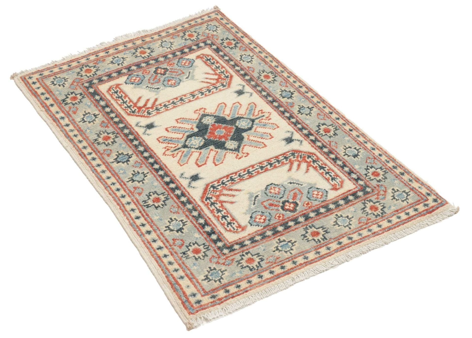 Handgeknüpfter Kazak Orientteppich, 63 × 90 cm, Wolle