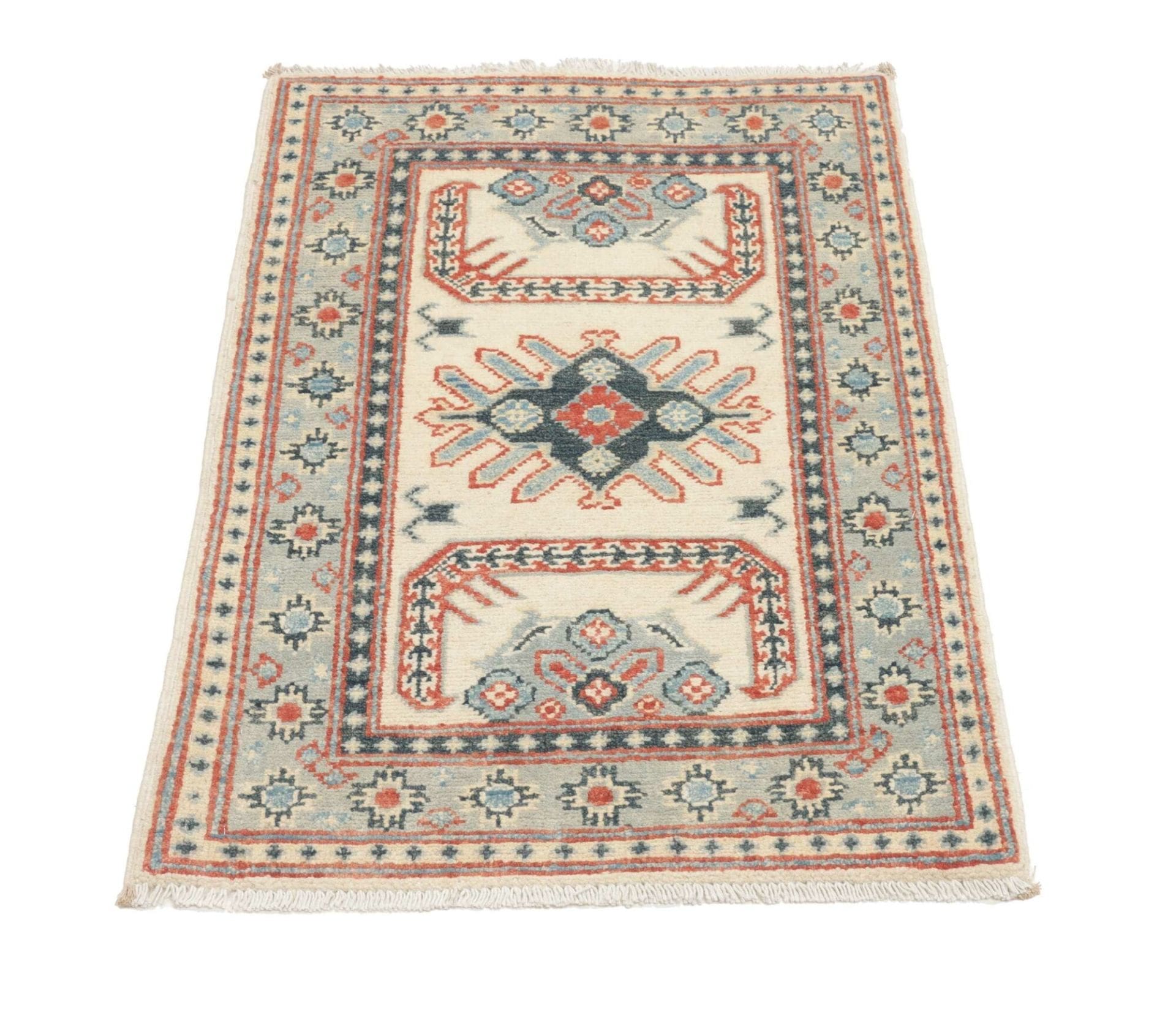 Handgeknüpfter Kazak Orientteppich, 63 × 90 cm, Wolle