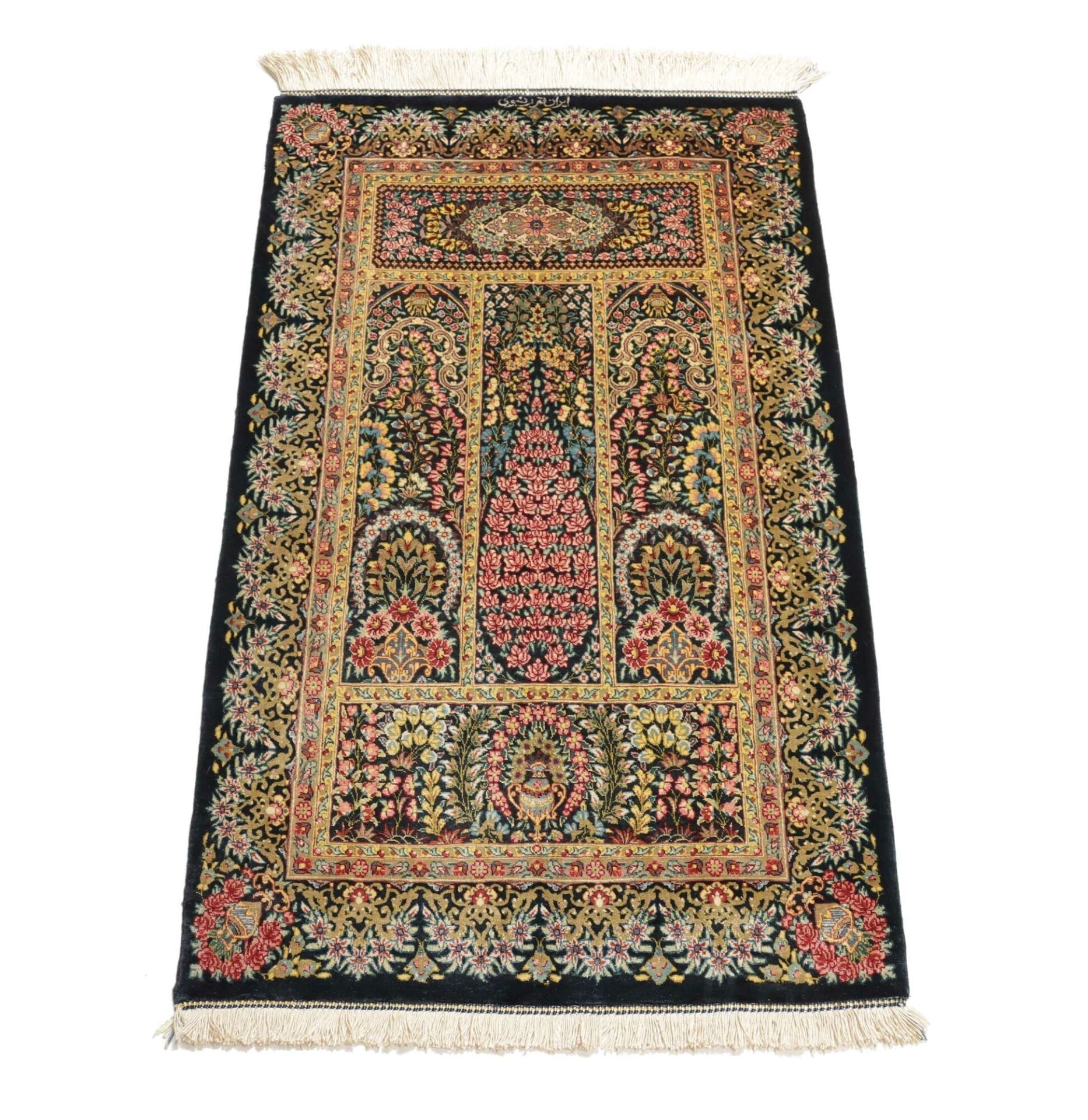 Ghom Perserteppich 60 × 97 cm aus Seide, handgeknüpft