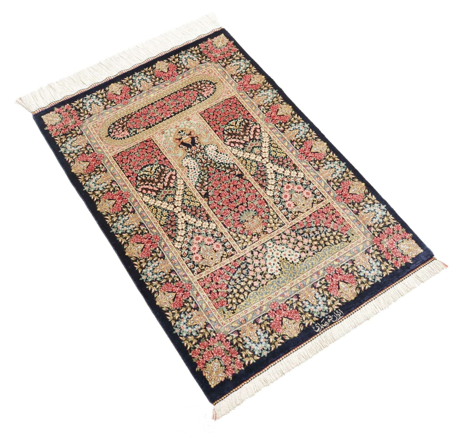 Ghom Perserteppich aus Iran, 63 × 90 cm