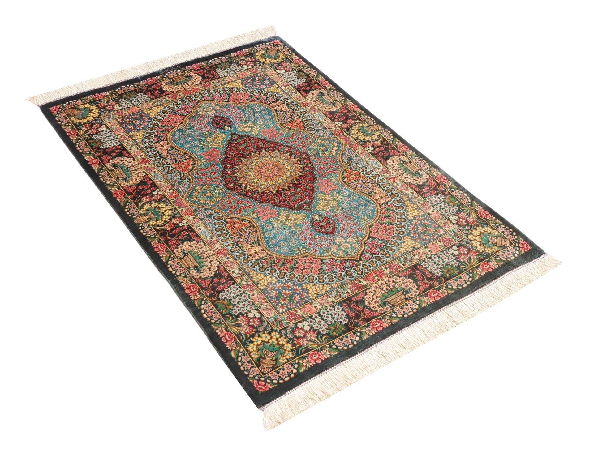 Ghom Perserteppich aus Iran, 81 × 117 cm