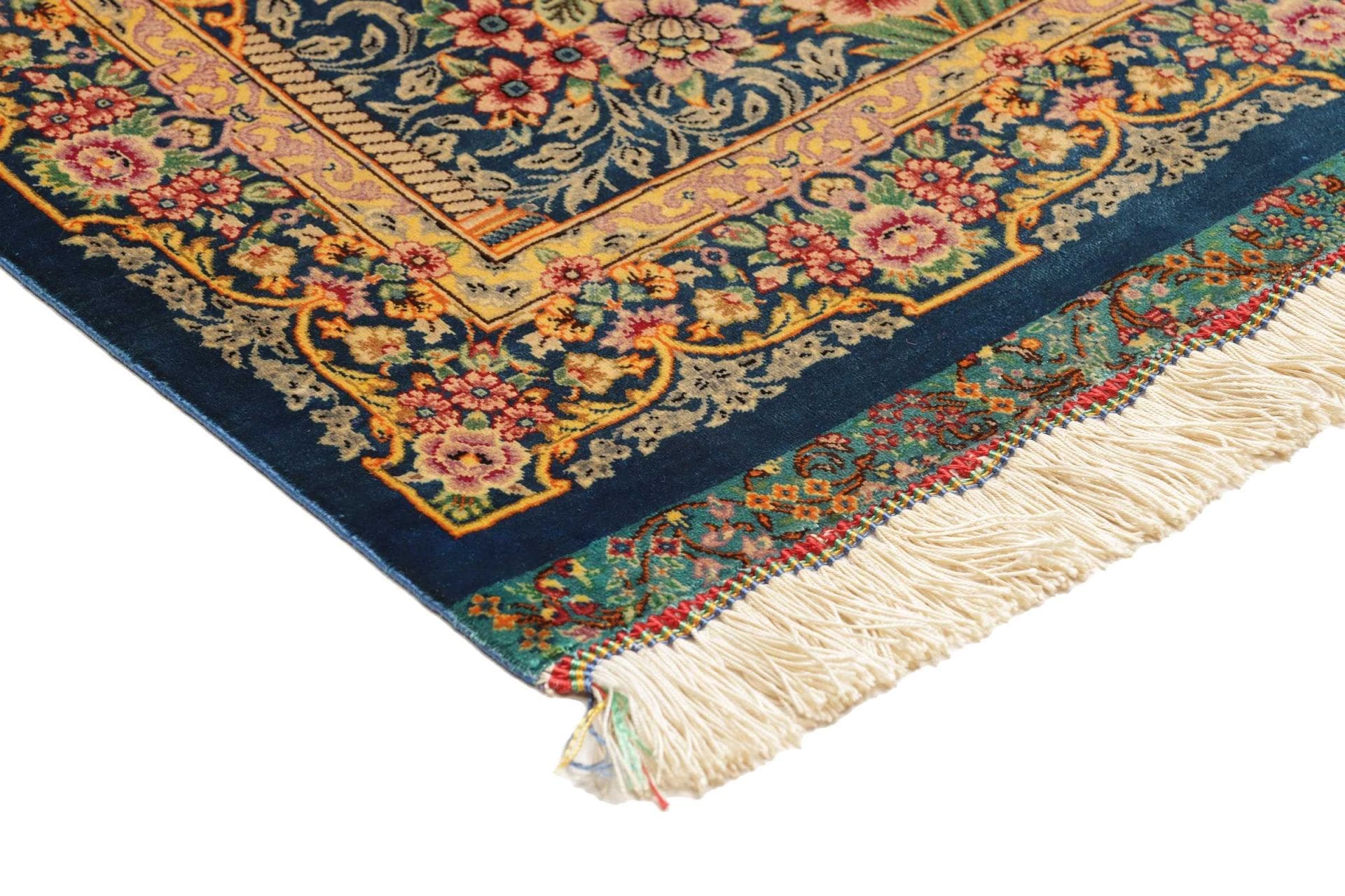 Ghom Perserteppich 62 × 97 cm aus Seide, handgeknüpft