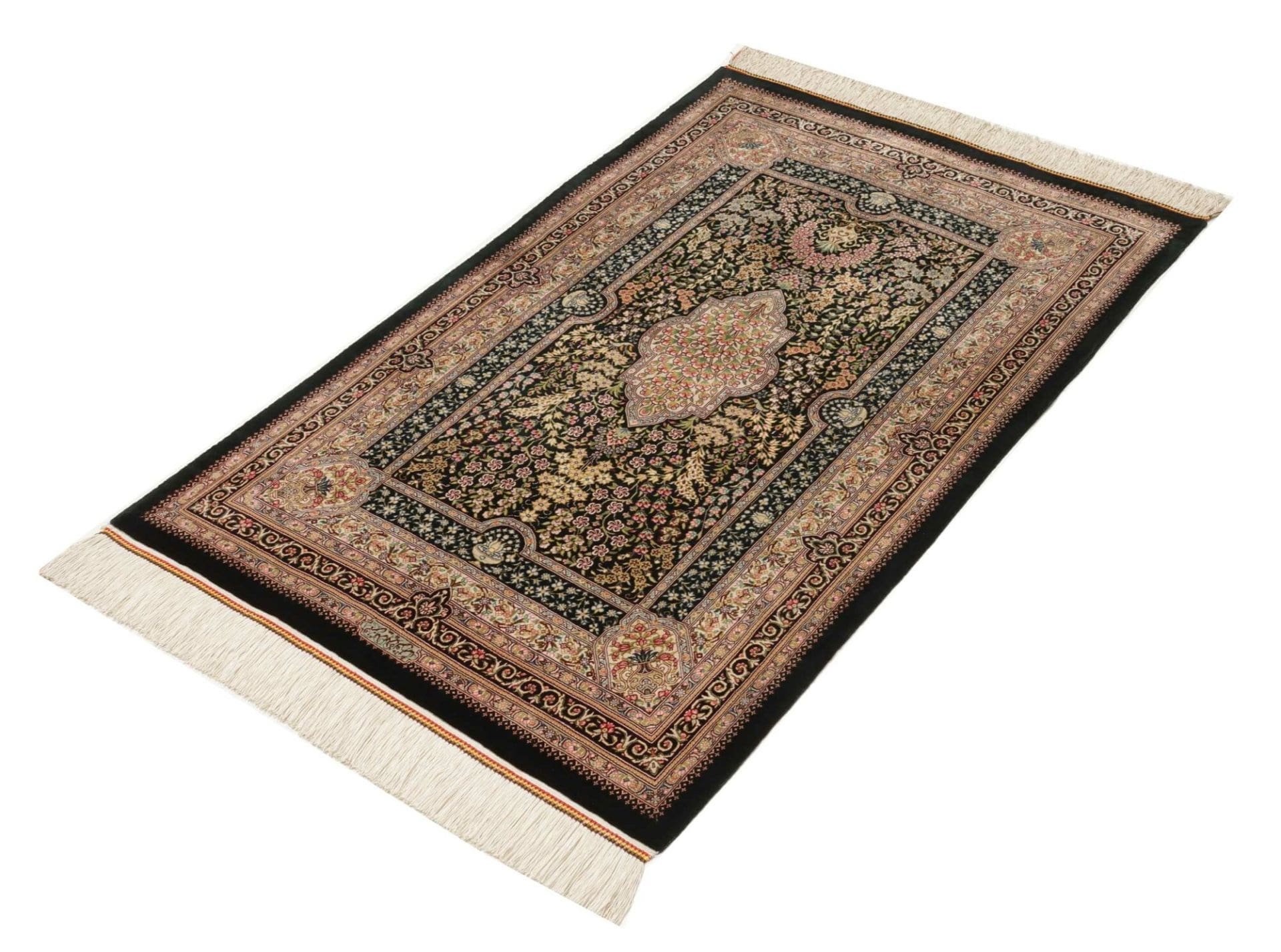 Ghom Perserteppich 80 × 121 cm aus Seide, handgeknüpft