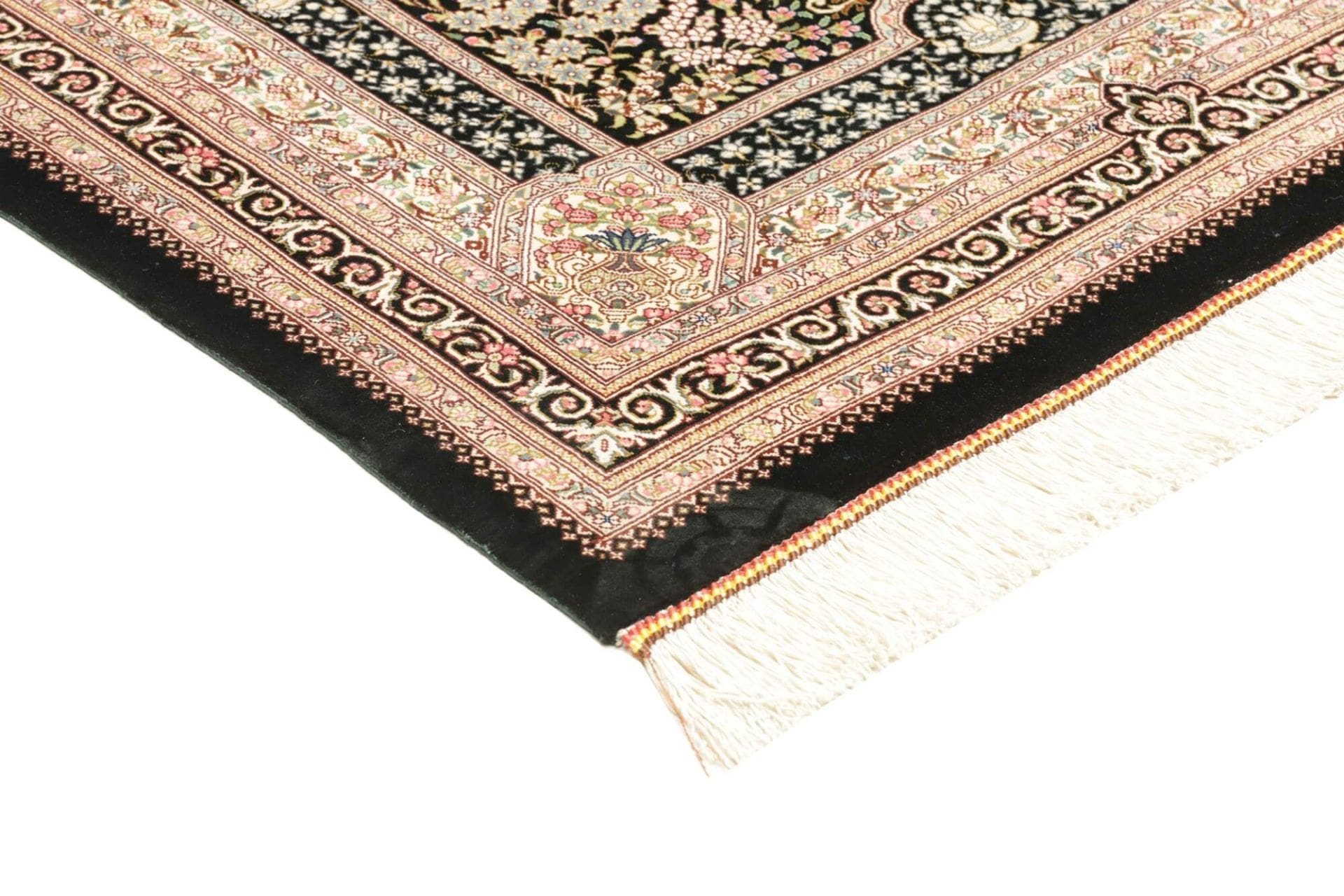 Ghom Perserteppich 80 × 121 cm aus Seide, handgeknüpft