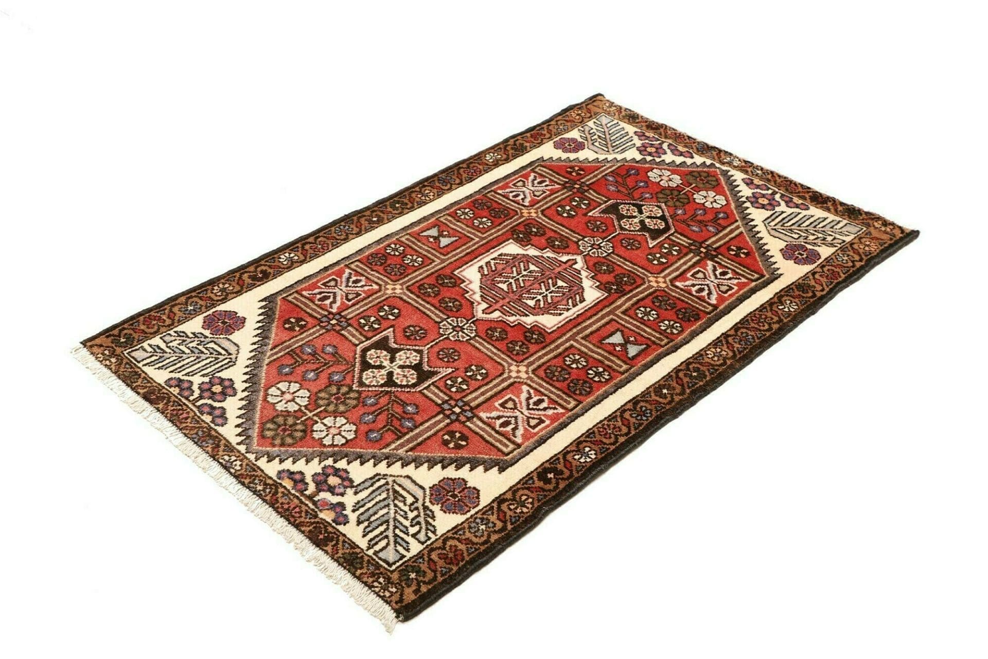 Handgeknüpfter Hamadan Herati Perserteppich 80 × 126 cm