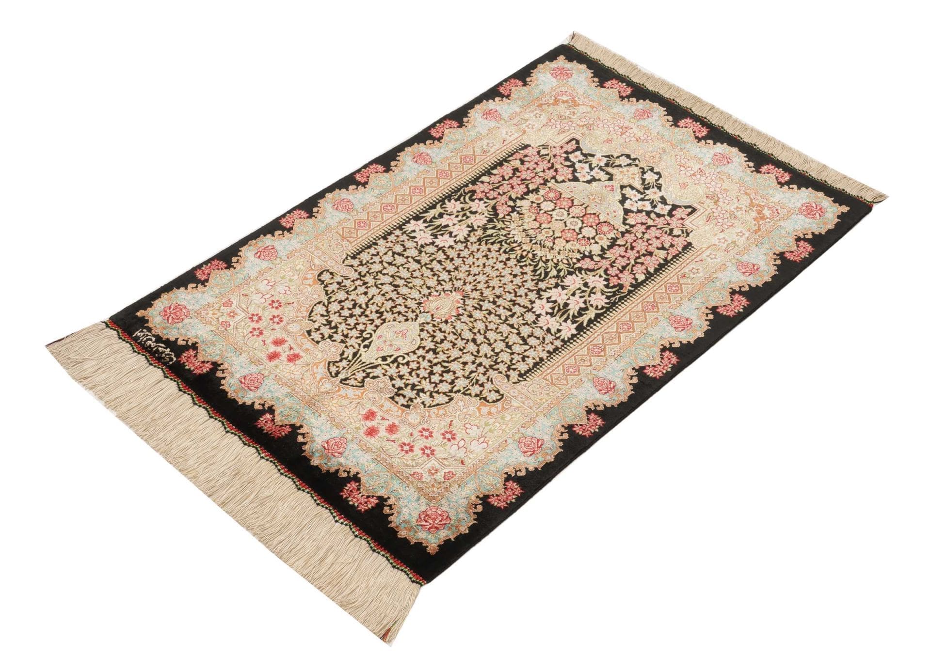 Ghom Perserteppich aus Iran, 63 × 89 cm
