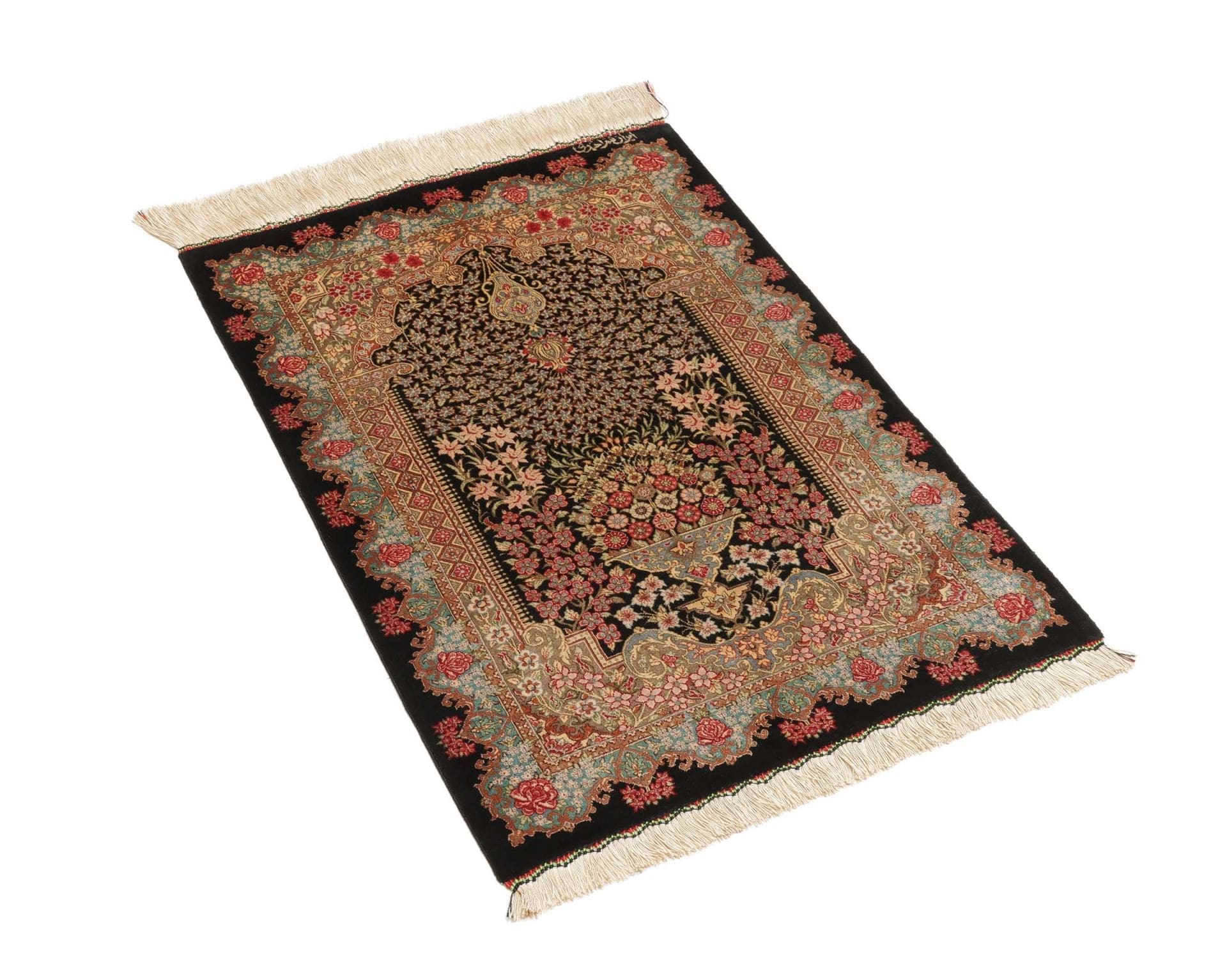Ghom Perserteppich aus Iran, 63 × 89 cm