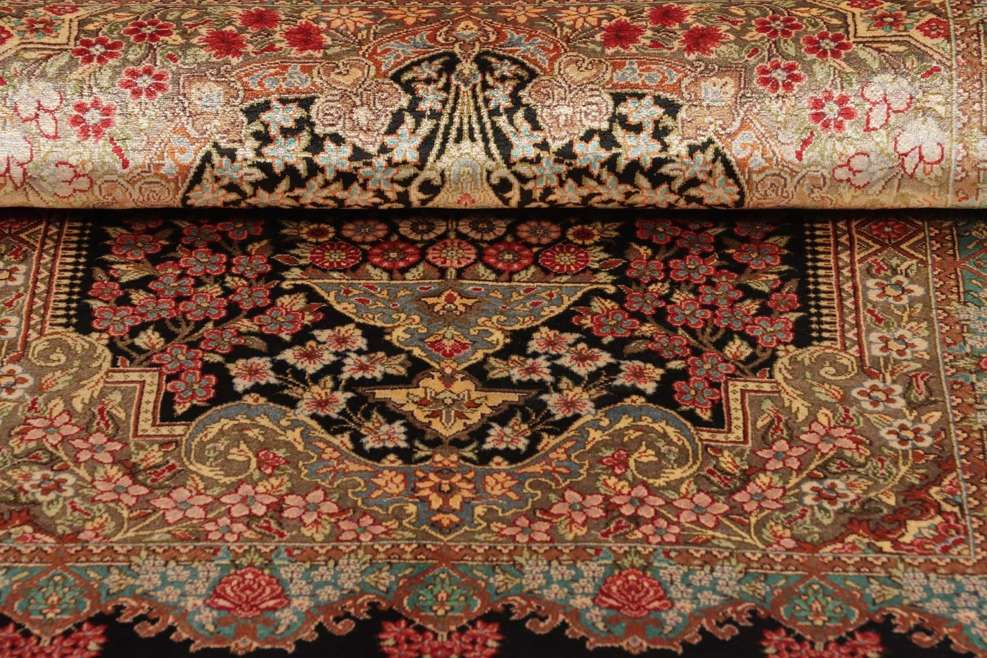 Ghom Perserteppich aus Iran, 63 × 89 cm