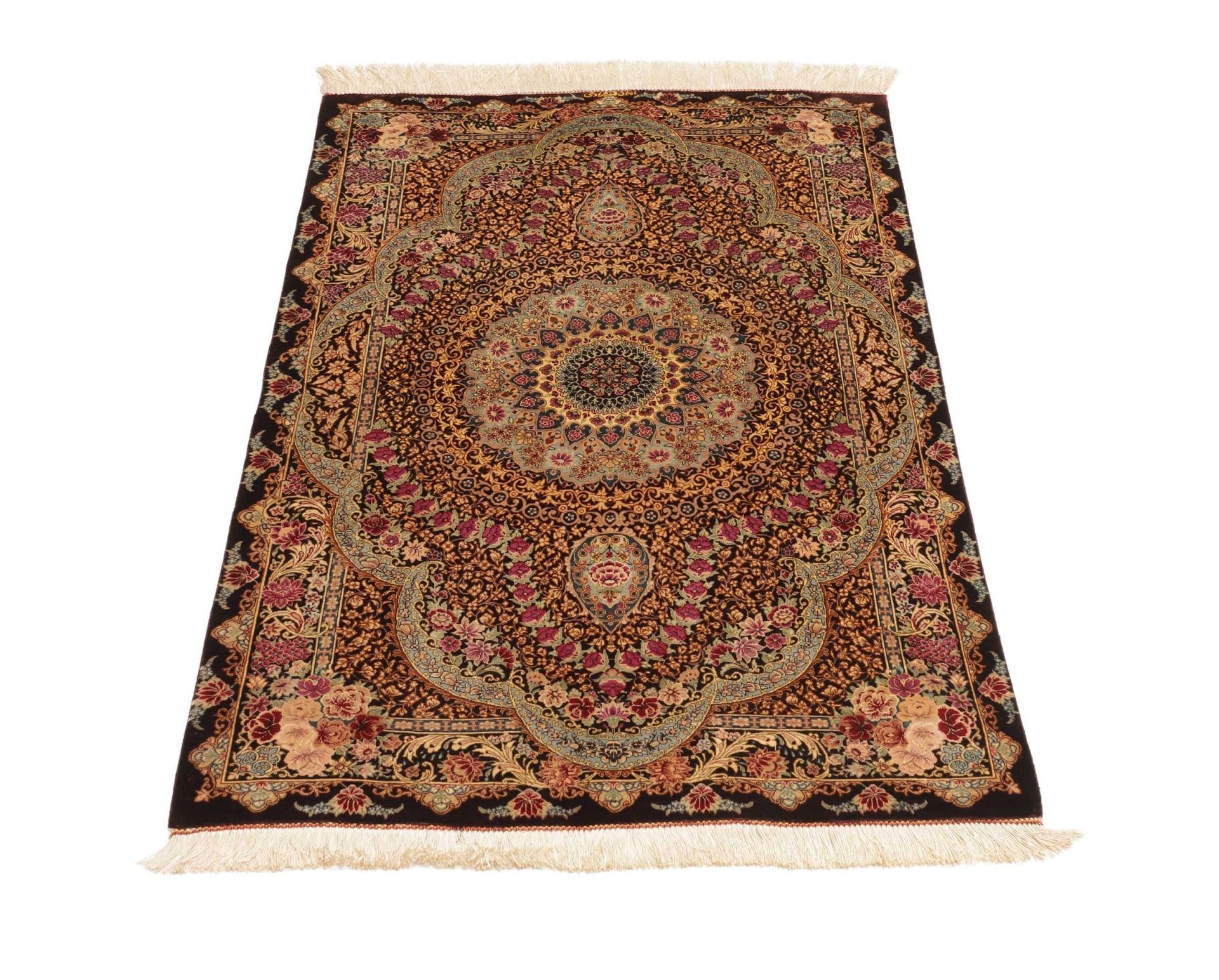 Ghom Perserteppich aus Iran, 82 × 121 cm