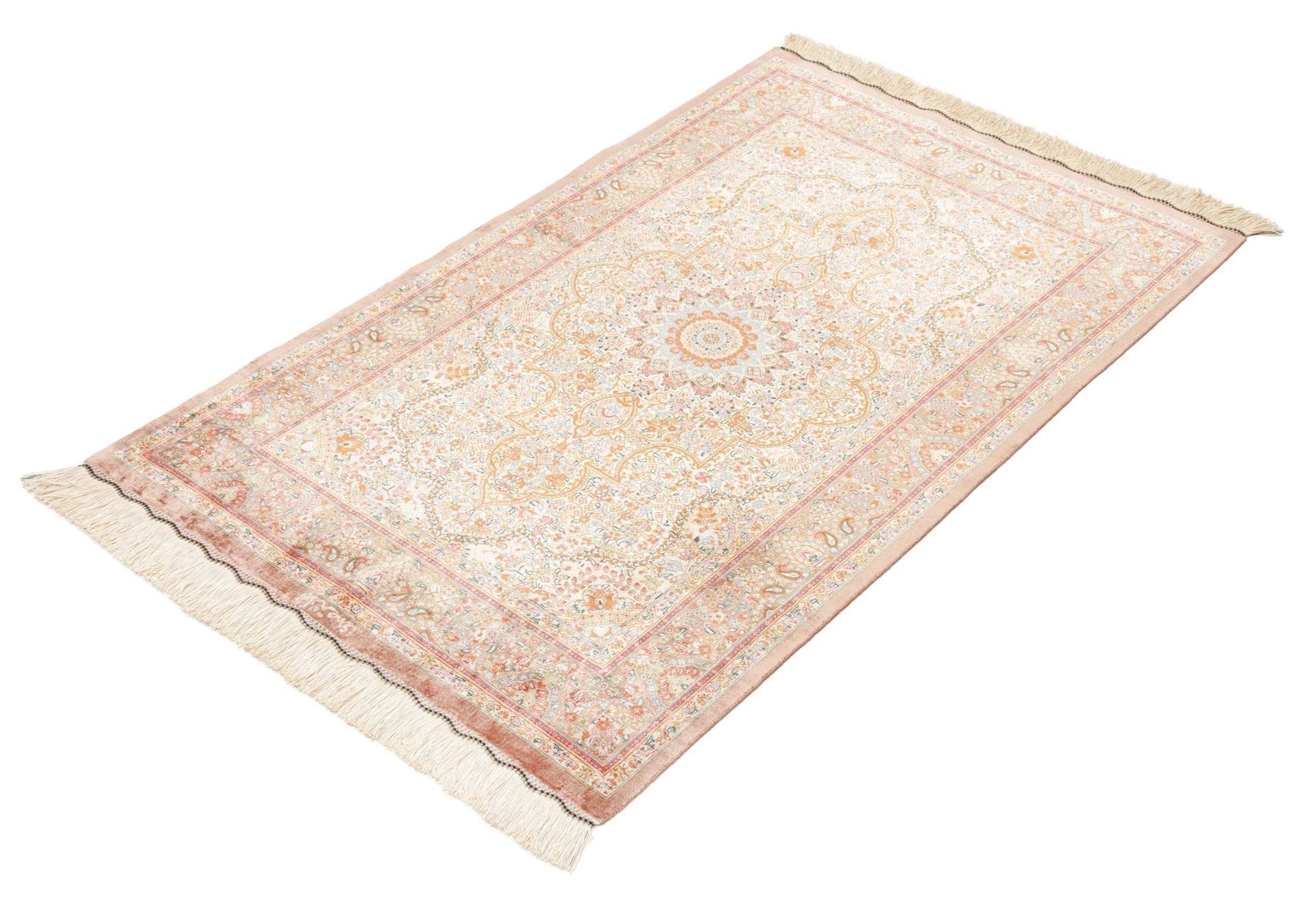 Handgeknüpfter Ghom Perserteppich, 82 × 123 cm, Seide