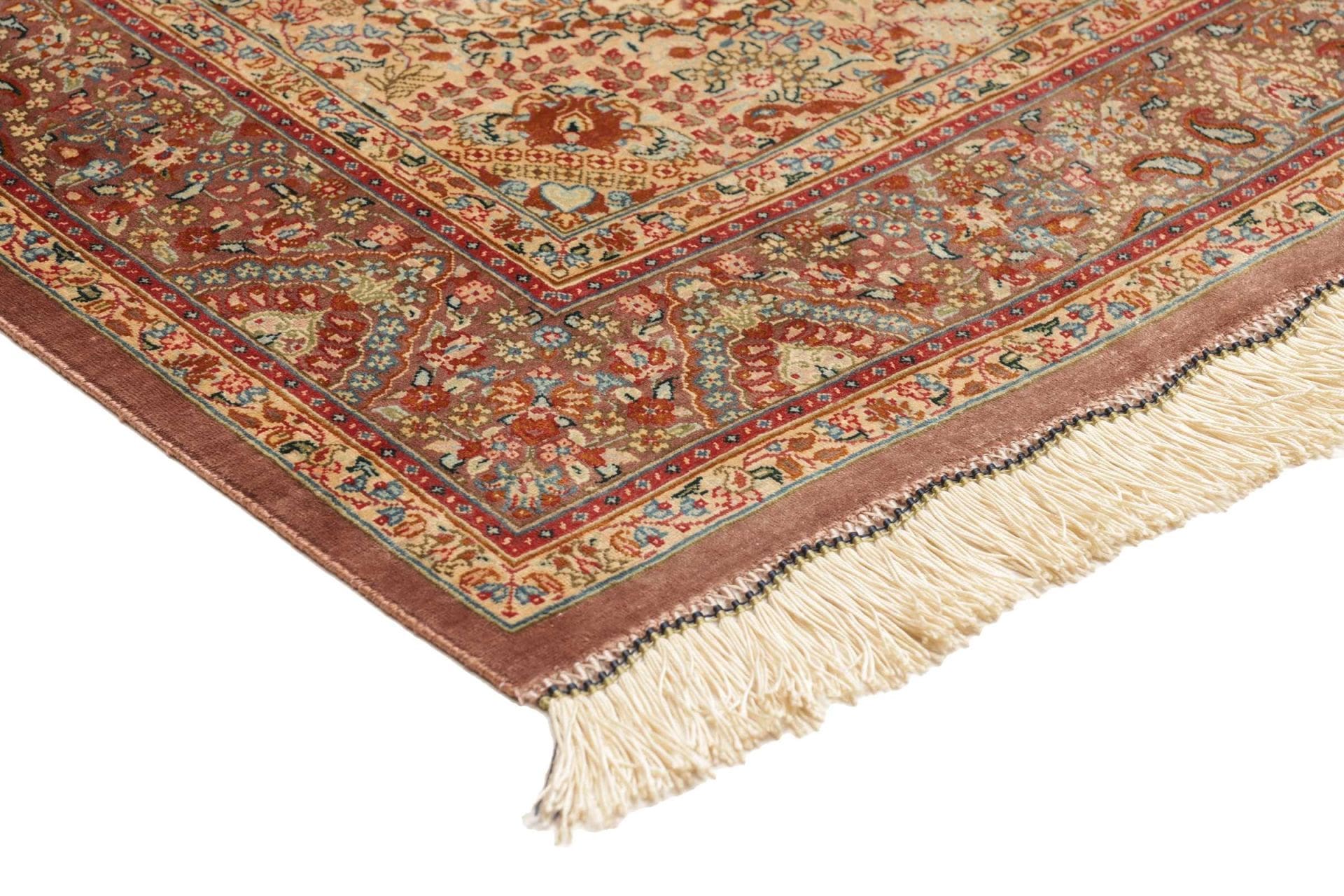 Handgeknüpfter Ghom Perserteppich, 82 × 123 cm, Seide