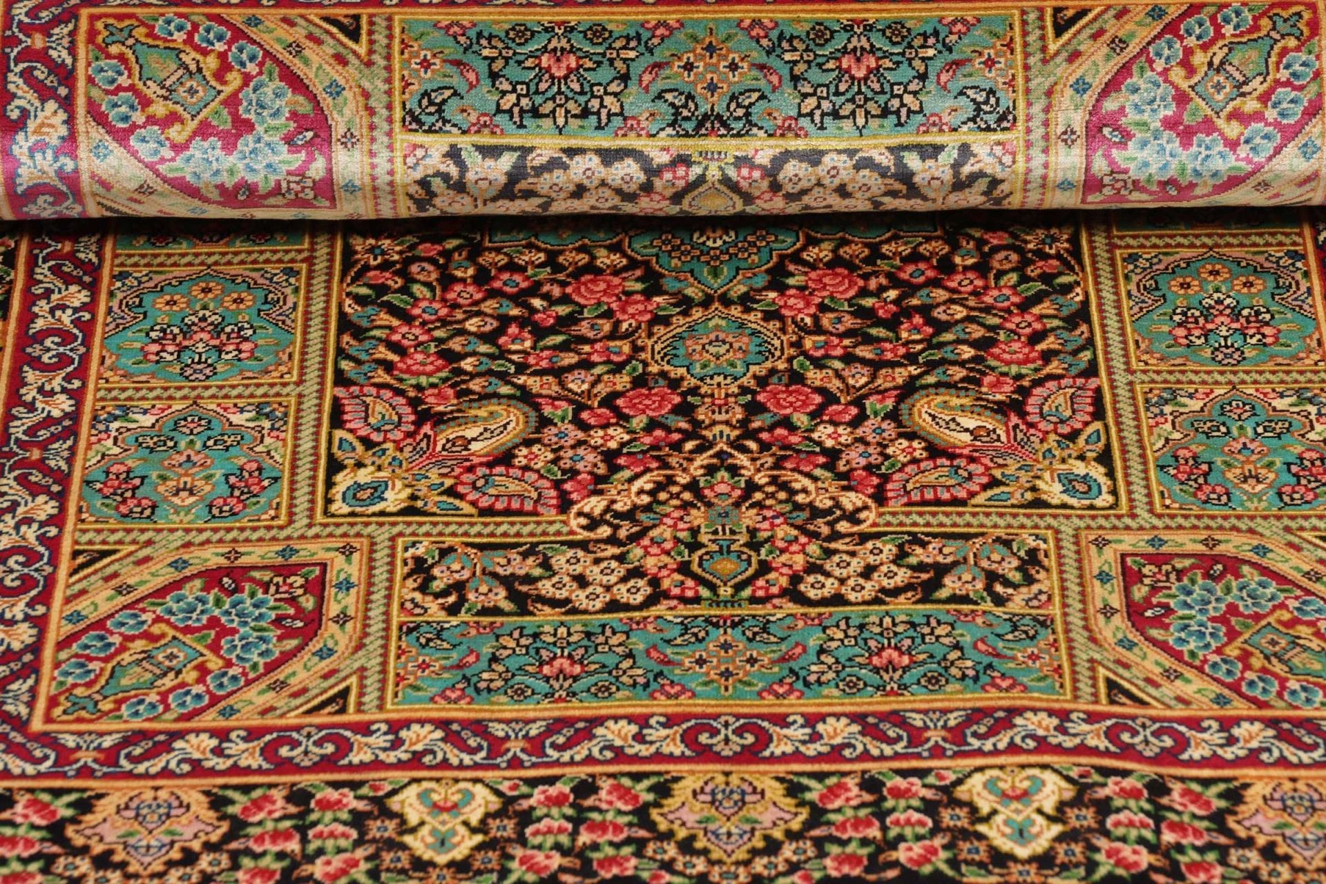 Ghom Perserteppich aus Iran, 64 × 87 cm