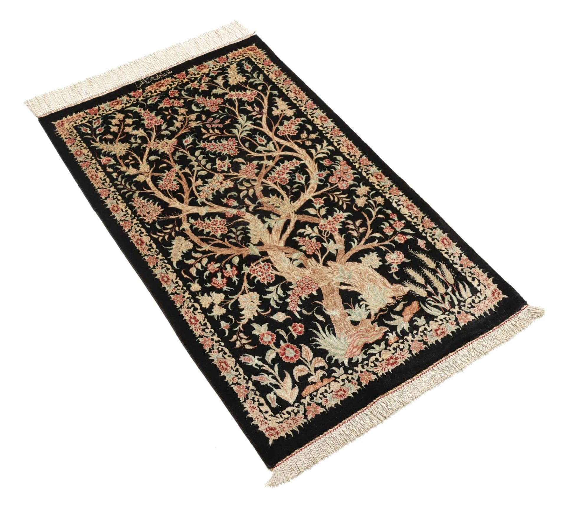 Ghom Perserteppich aus Iran, 63 × 101 cm