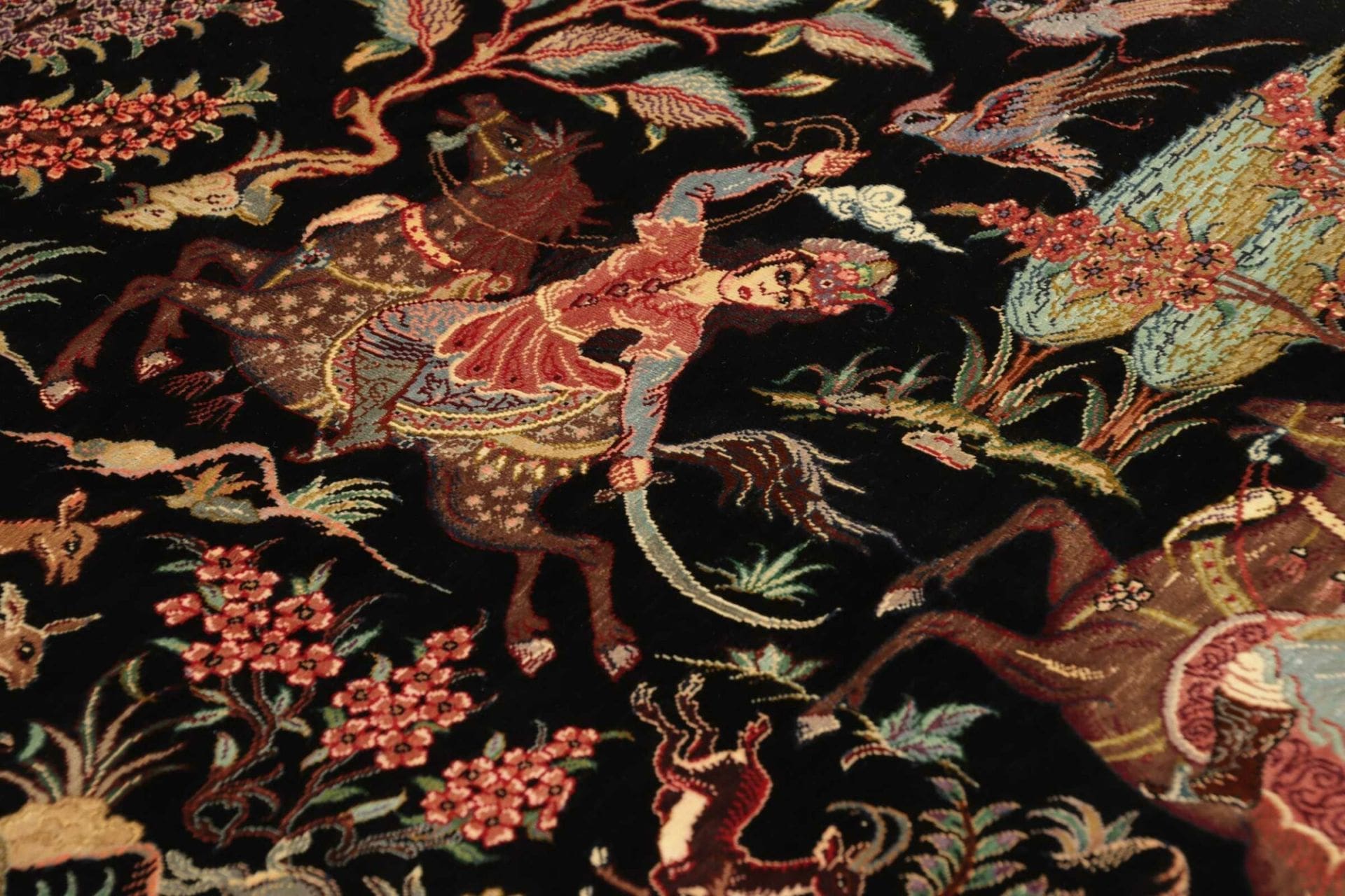 Ghom Perserteppich 56 × 87 cm aus Seide, handgeknüpft