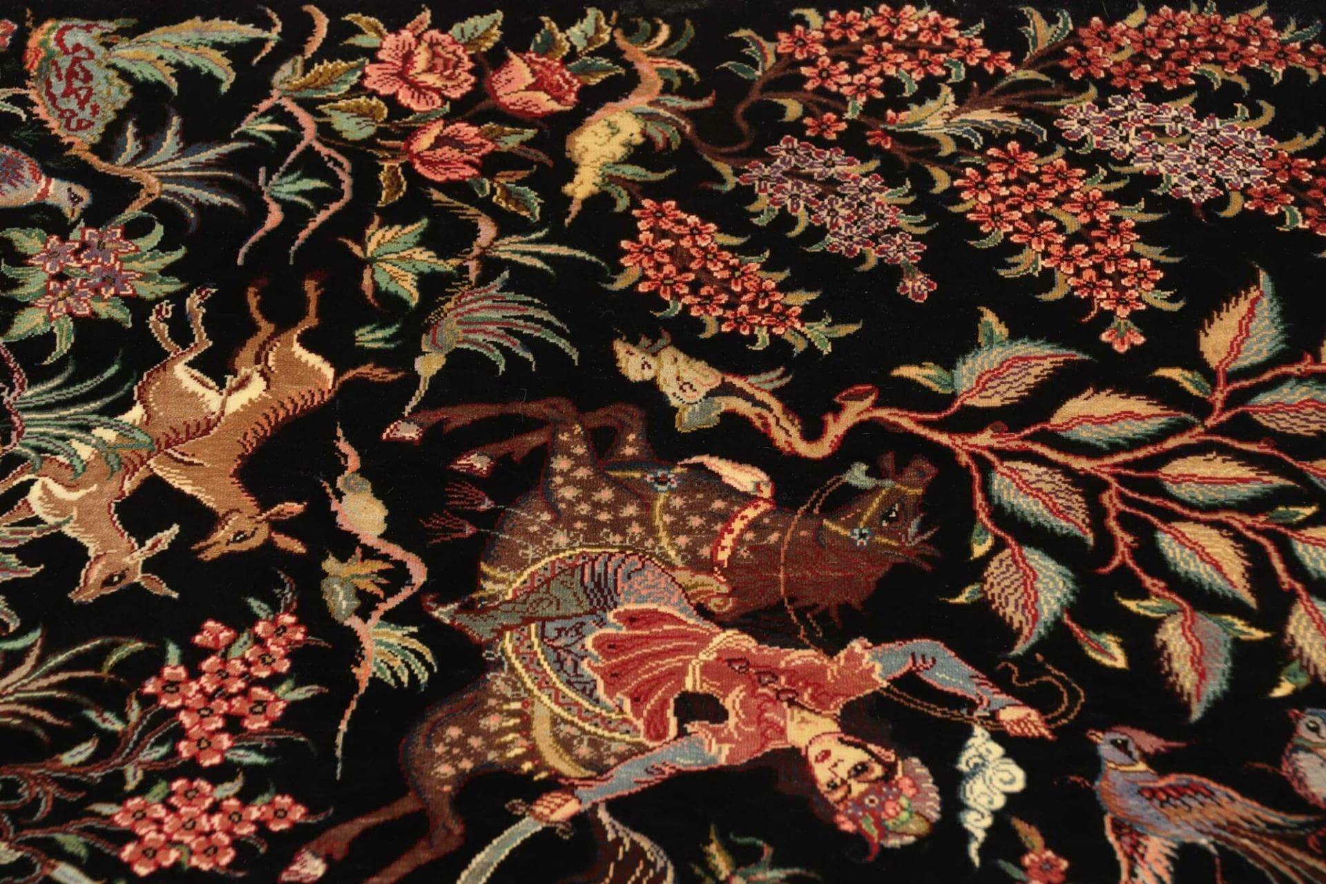 Ghom Perserteppich 56 × 87 cm aus Seide, handgeknüpft