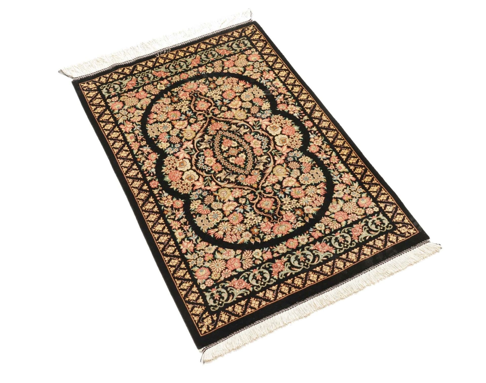 Ghom Perserteppich aus Iran, 61 × 91 cm