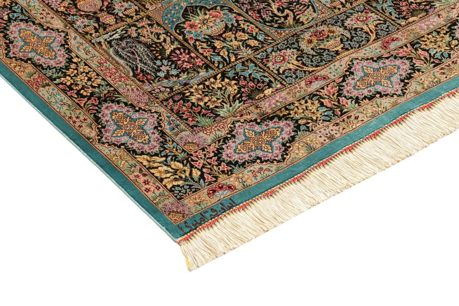 Handgeknüpfter Ghom Perserteppich, 82 × 124 cm, Seide