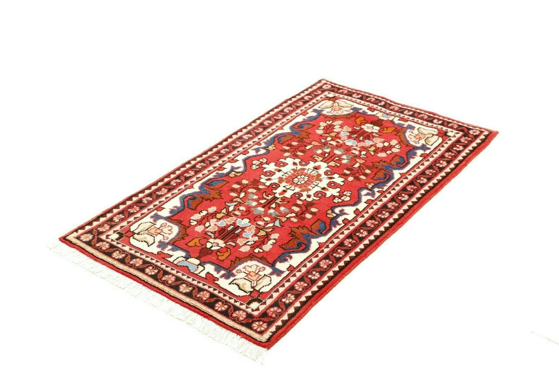hamadan-teppich-72-x-121-cm-herati-muster-schurwolle-handgeknupft-1 Handgeknüpfter Hamadan Herati Perserteppich 72 × 121 cm