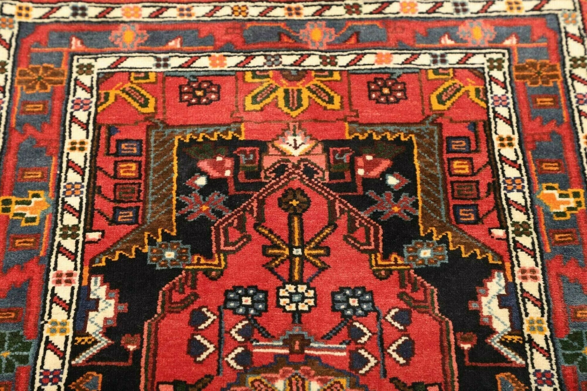 hamadan-teppich-81-x-123cm-herati-muster-schurwolle-handgeknupft-6 Hamadan Herati Perserteppich aus Iran, 81 × 123 cm