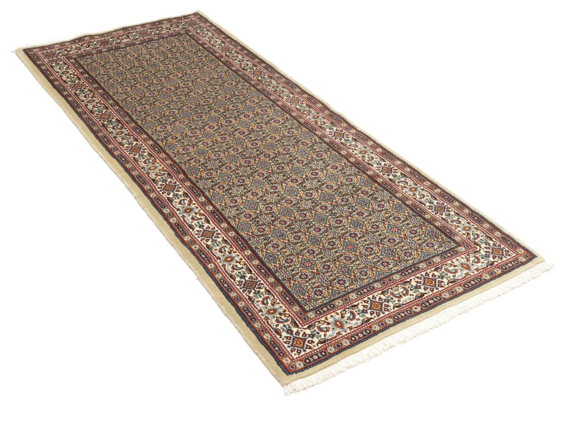 floraler-moud-teppich-81-x-198cm-aus-schurwolle-handgeknupft-perserteppich-2 Handgeknüpfter Moud Perserteppich 81 × 198 cm