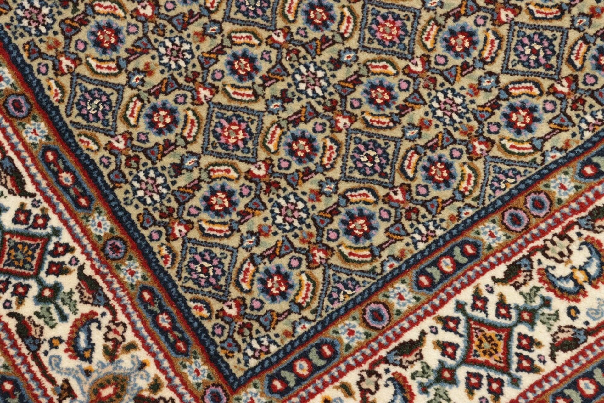 floraler-moud-teppich-81-x-198cm-aus-schurwolle-handgeknupft-perserteppich-5 Handgeknüpfter Moud Perserteppich 81 × 198 cm