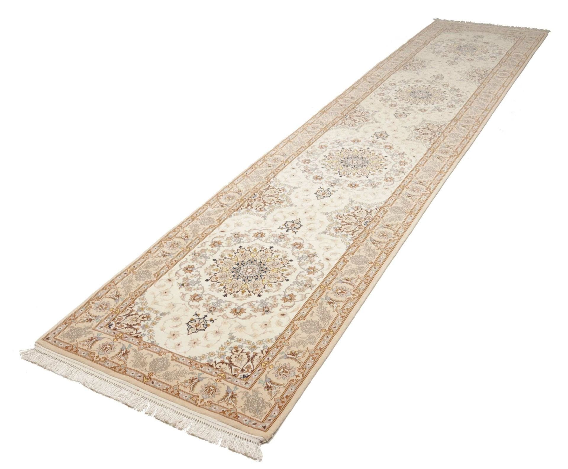 Isfahan Perserteppich 90 × 399 cm aus Wolle & Seide, handgeknüpft