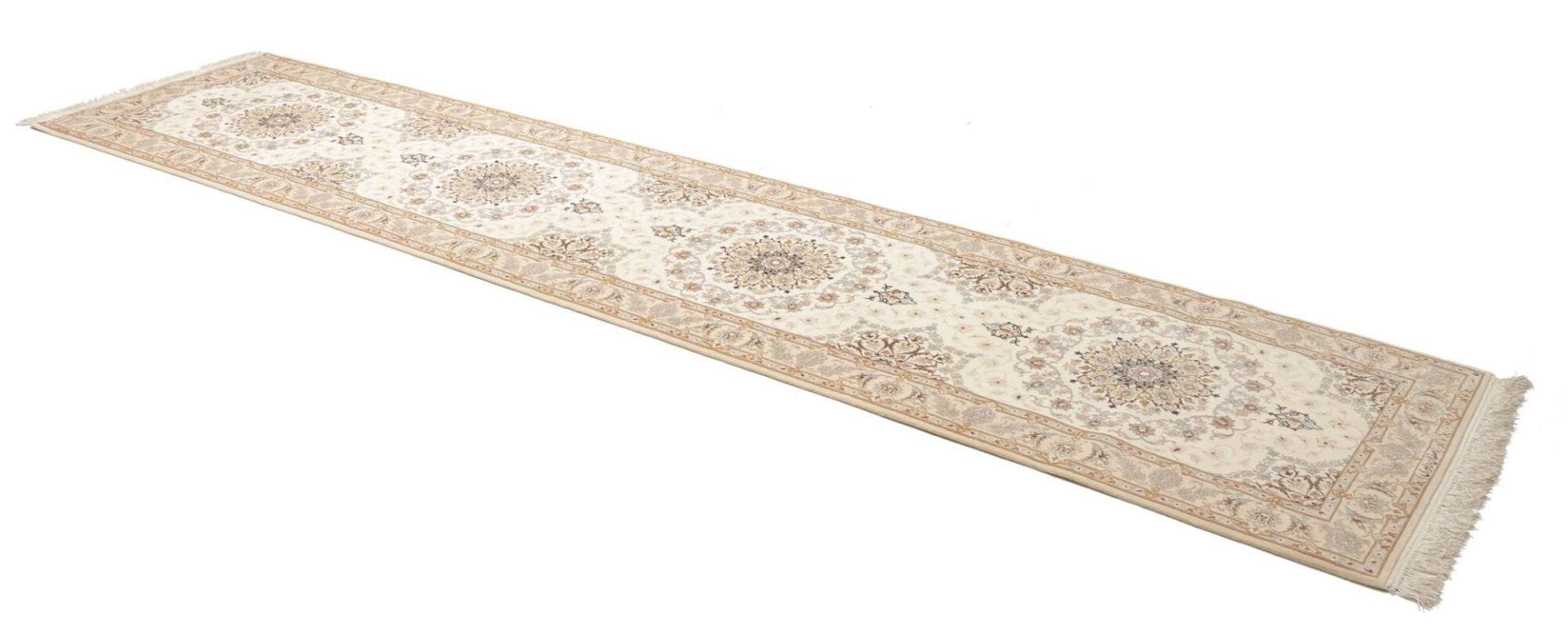 Isfahan Perserteppich 90 × 399 cm aus Wolle & Seide, handgeknüpft
