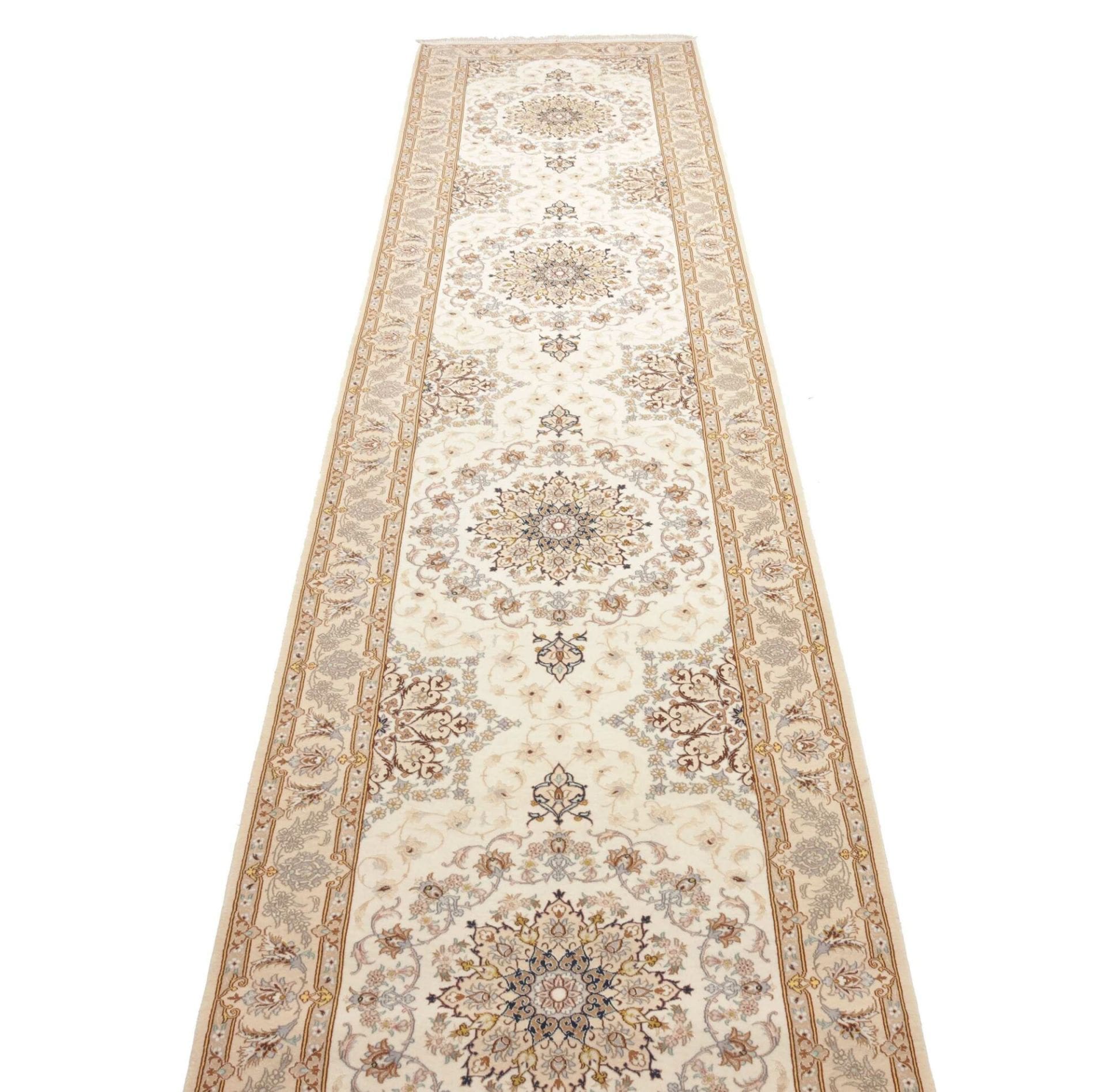 Isfahan Perserteppich 90 × 399 cm aus Wolle & Seide, handgeknüpft