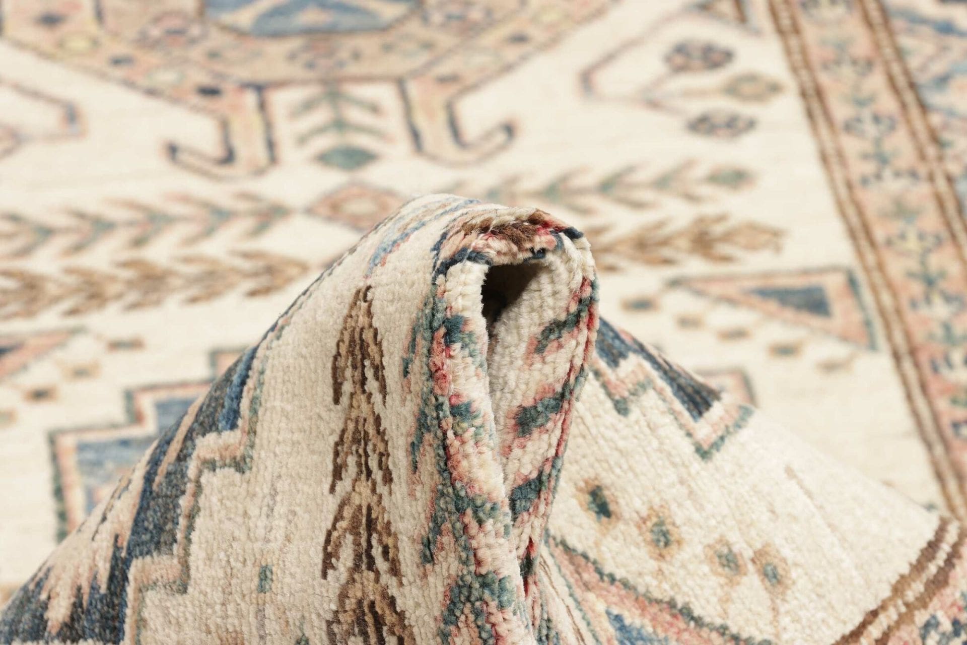kazak-teppich-88-x-303-cm-geometrische-muster-handgeknupft-7 Handgeknüpfter Kazak Orientteppich, 88 × 303 cm, Wolle