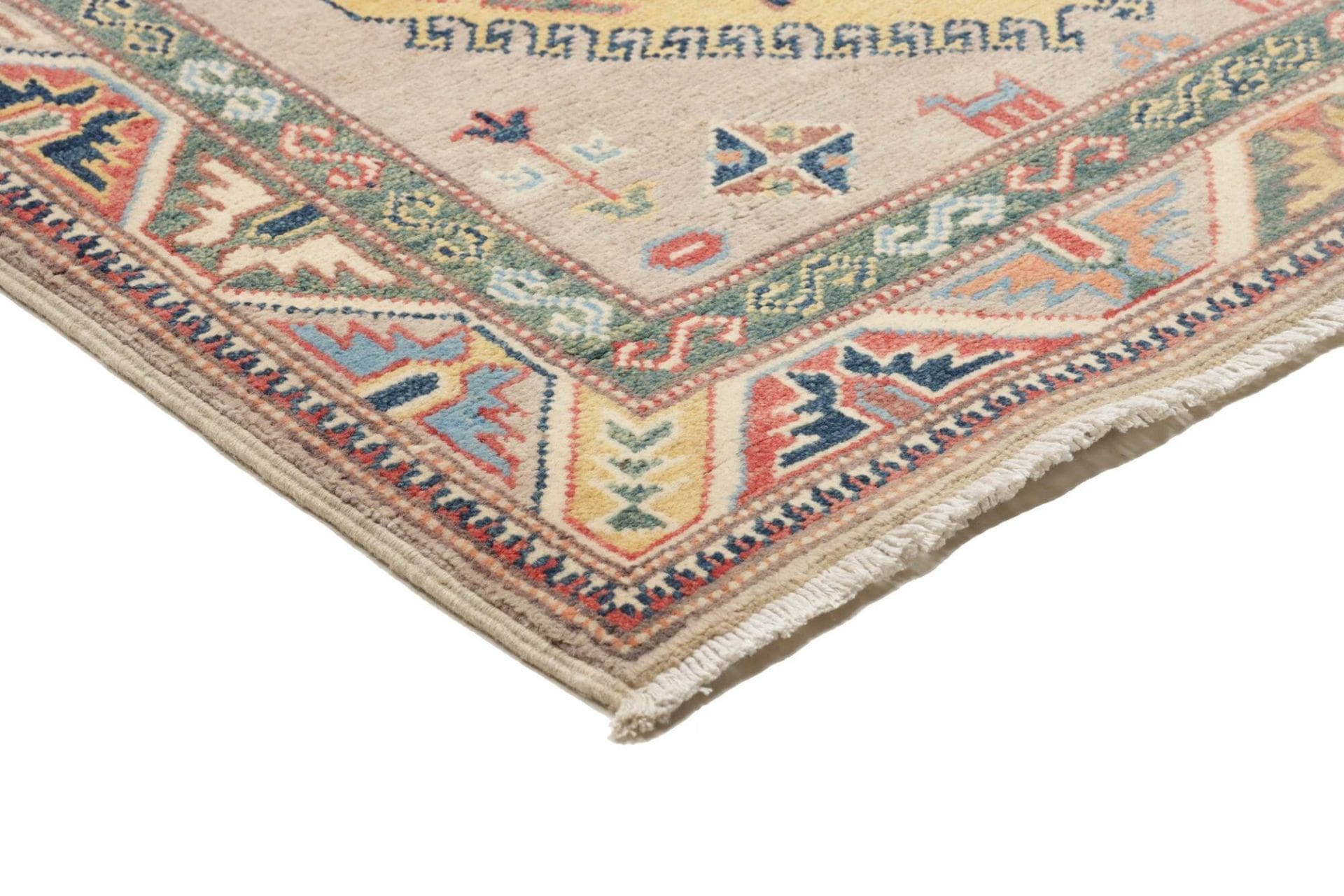kazak-teppich-89-x-307cm-schurwolle-geometrisches-muster-handgeknupft-4 Handgeknüpfter Kazak Orientteppich 89 × 307 cm