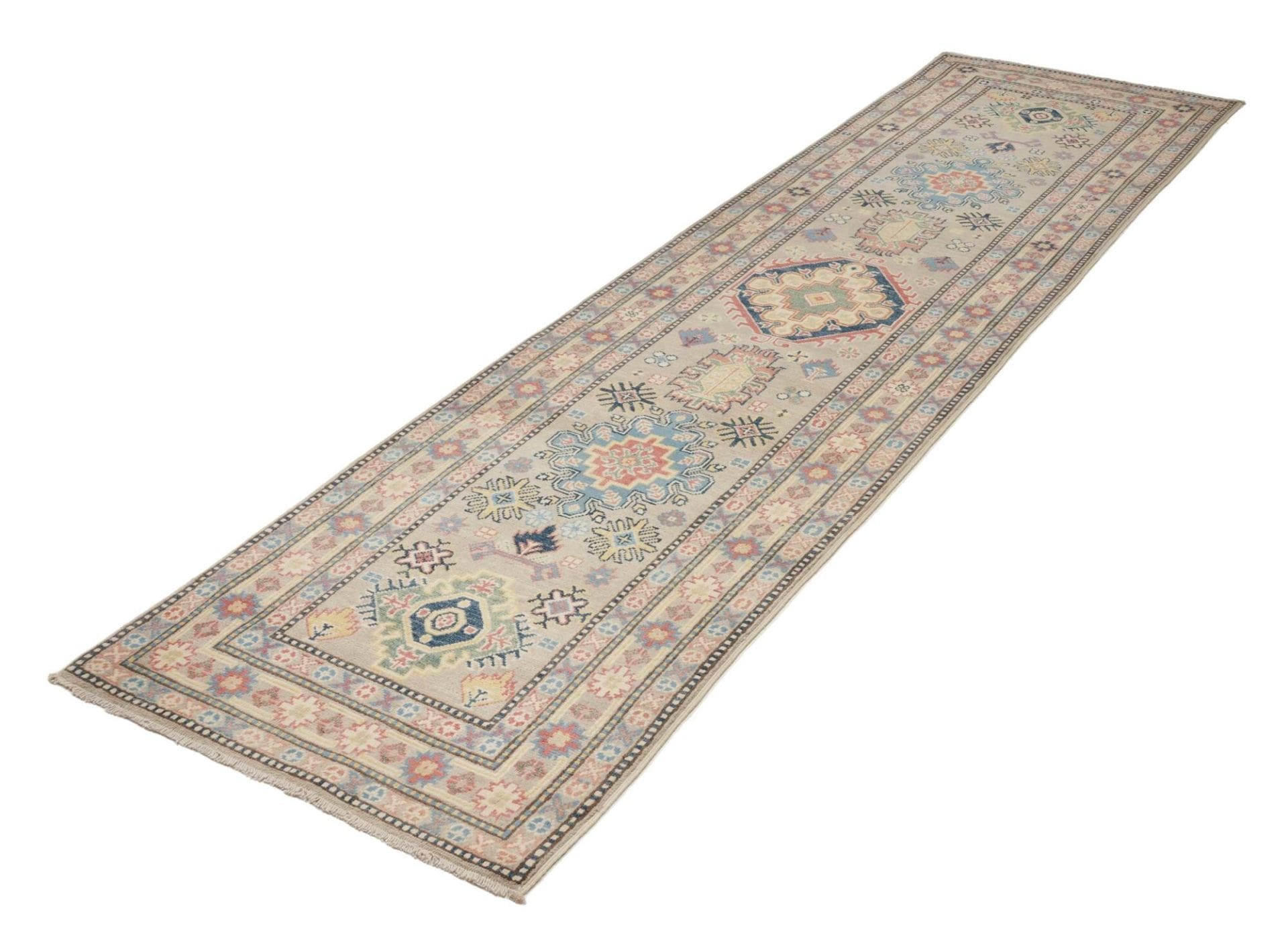 kazak-orientteppich-84-x-309cm-handgeknupft-geometrische-muster-1 Kazak Orientteppich 84 × 309 cm aus Wolle, handgeknüpft