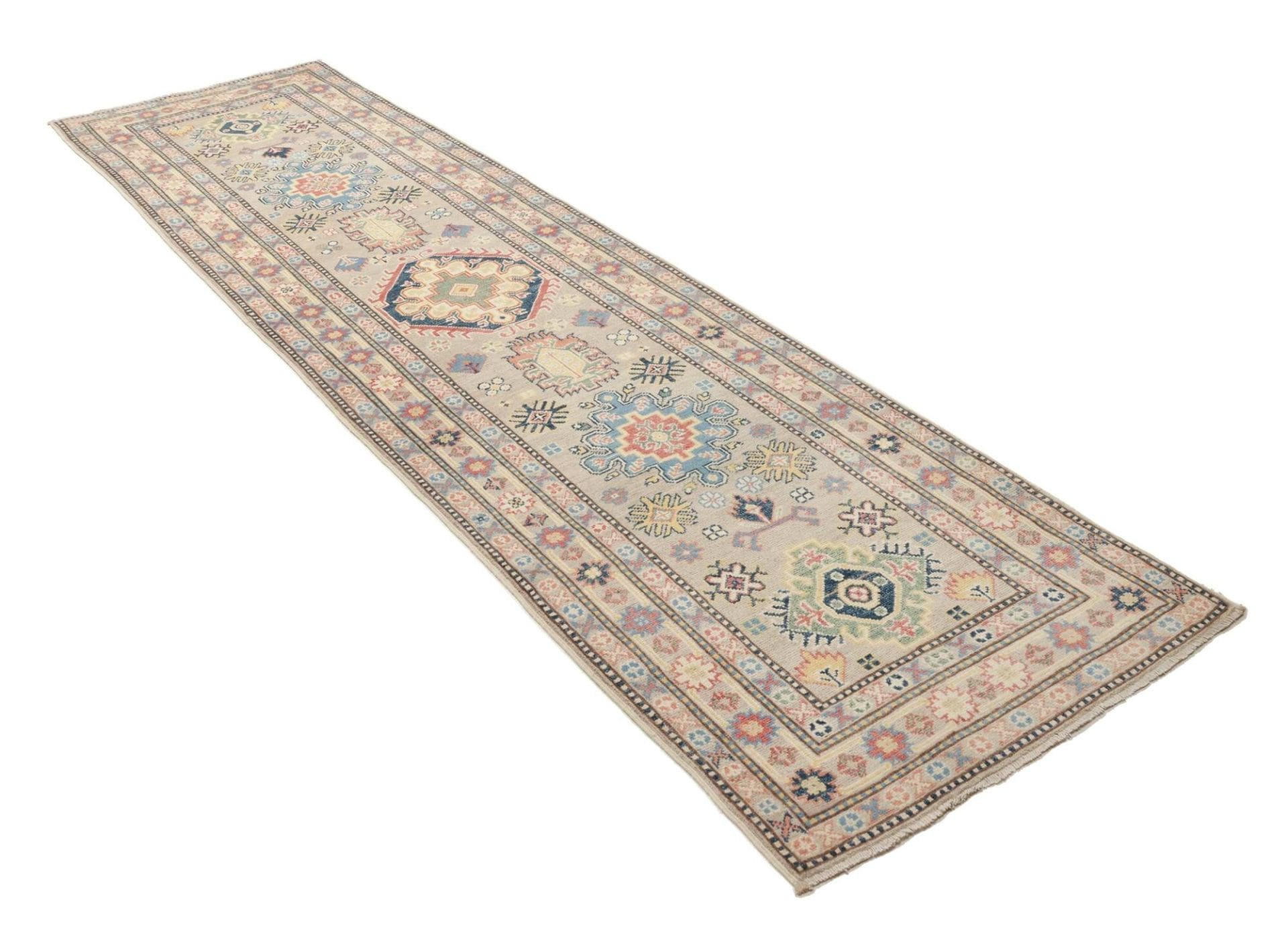 kazak-orientteppich-84-x-309cm-handgeknupft-geometrische-muster-2 Kazak Orientteppich 84 × 309 cm aus Wolle, handgeknüpft