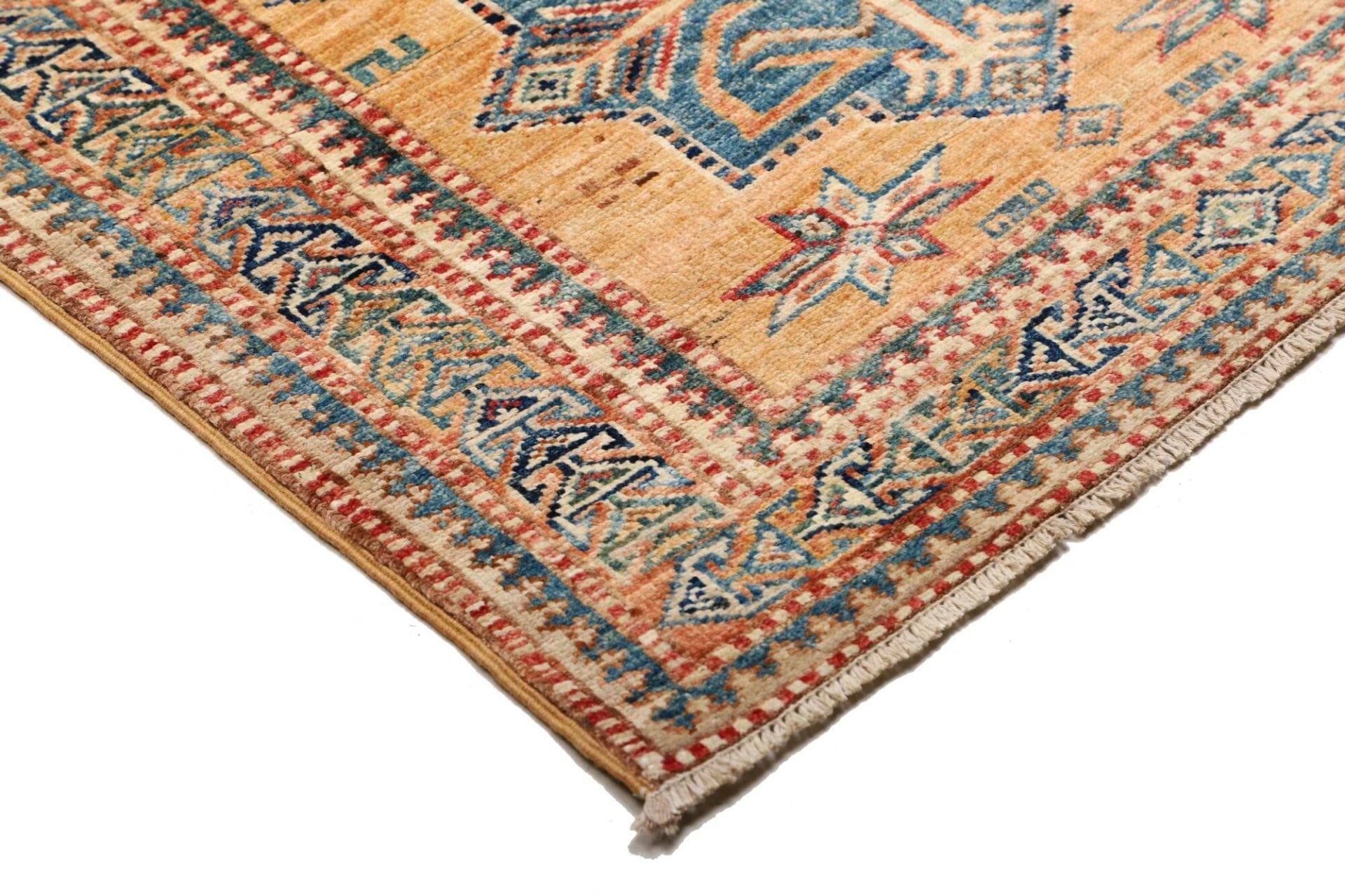 kazak-teppich-81-x-306-cm-geometrische-muster-handgeknupft-4 Handgeknüpfter Kazak Orientteppich, 81 × 306 cm, Wolle