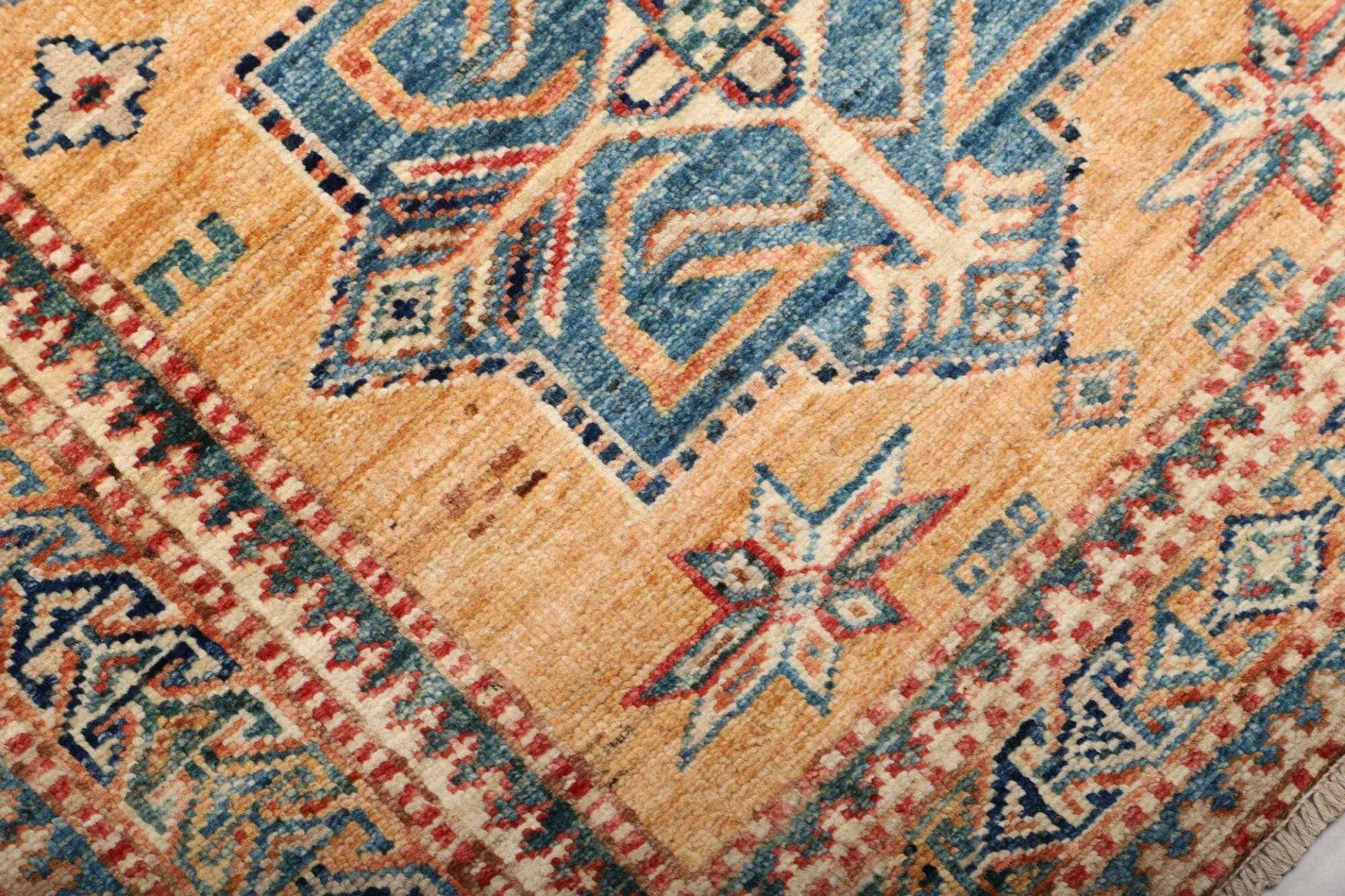 kazak-teppich-81-x-306-cm-geometrische-muster-handgeknupft-5 Handgeknüpfter Kazak Orientteppich, 81 × 306 cm, Wolle