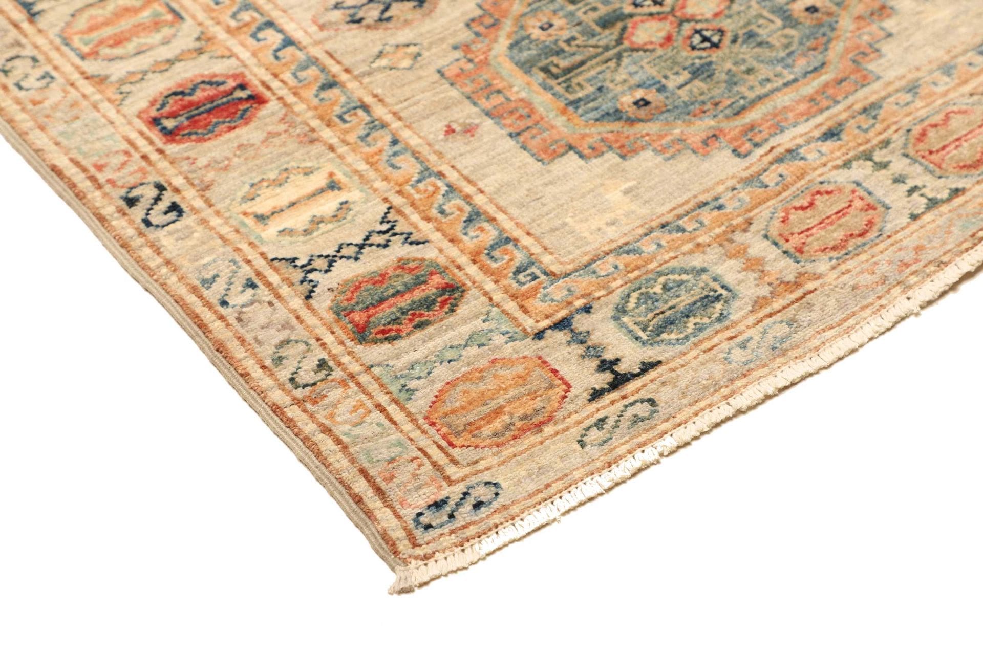 kazak-teppich-84-x-291cm-geometrisches-muster-schurwolle-handgeknupft-4 Handgeknüpfter Kazak Orientteppich, 84 × 291 cm, Wolle