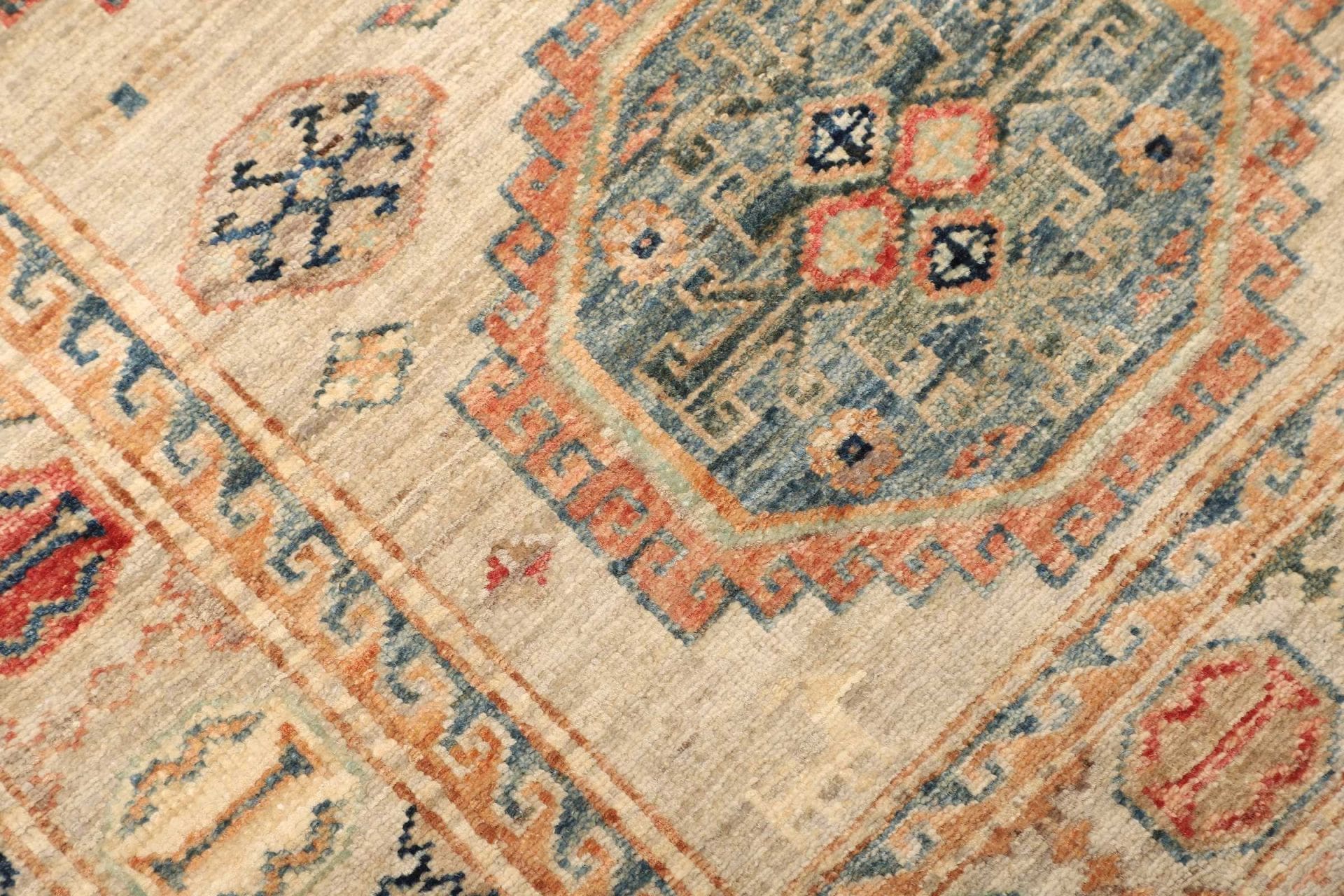 kazak-teppich-84-x-291cm-geometrisches-muster-schurwolle-handgeknupft-5 Handgeknüpfter Kazak Orientteppich, 84 × 291 cm, Wolle