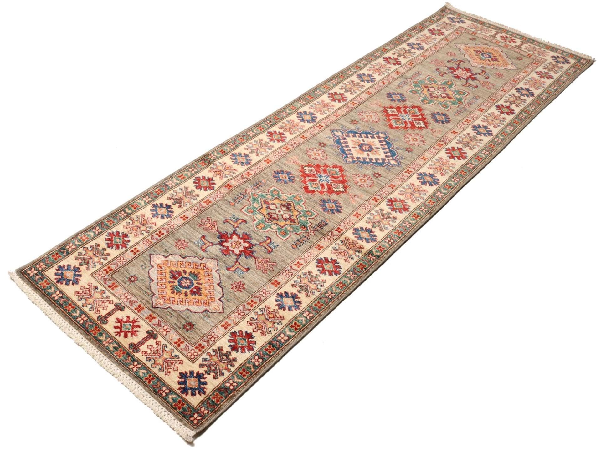 kazak-teppich-83-x-259-cm-geometrisches-muster-handgeknupft-1 Kazak Orientteppich aus Pakistan, 83 × 259 cm