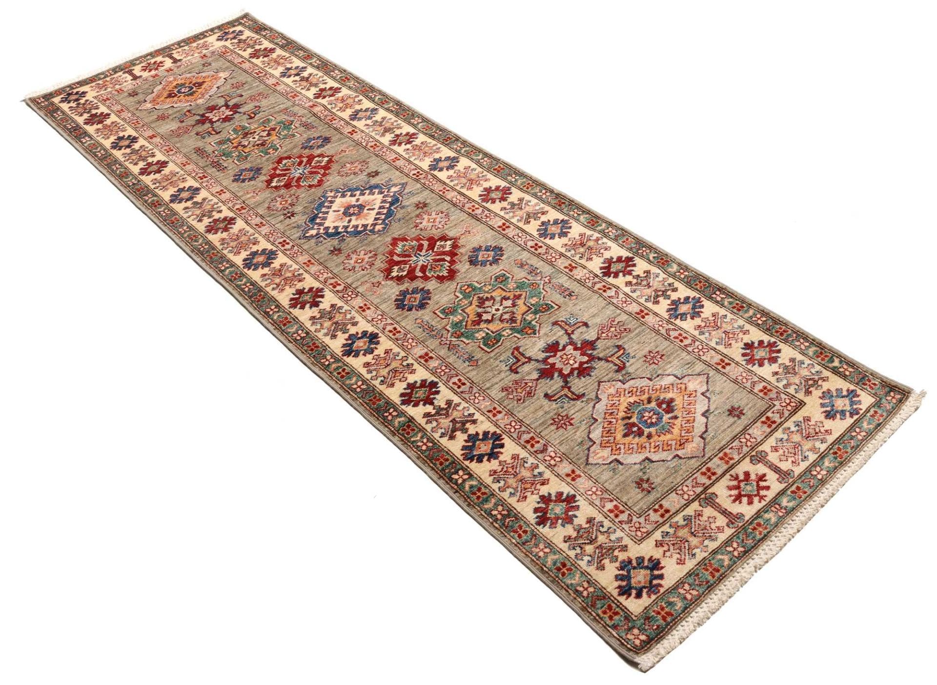 kazak-teppich-83-x-259-cm-geometrisches-muster-handgeknupft-2 Kazak Orientteppich aus Pakistan, 83 × 259 cm