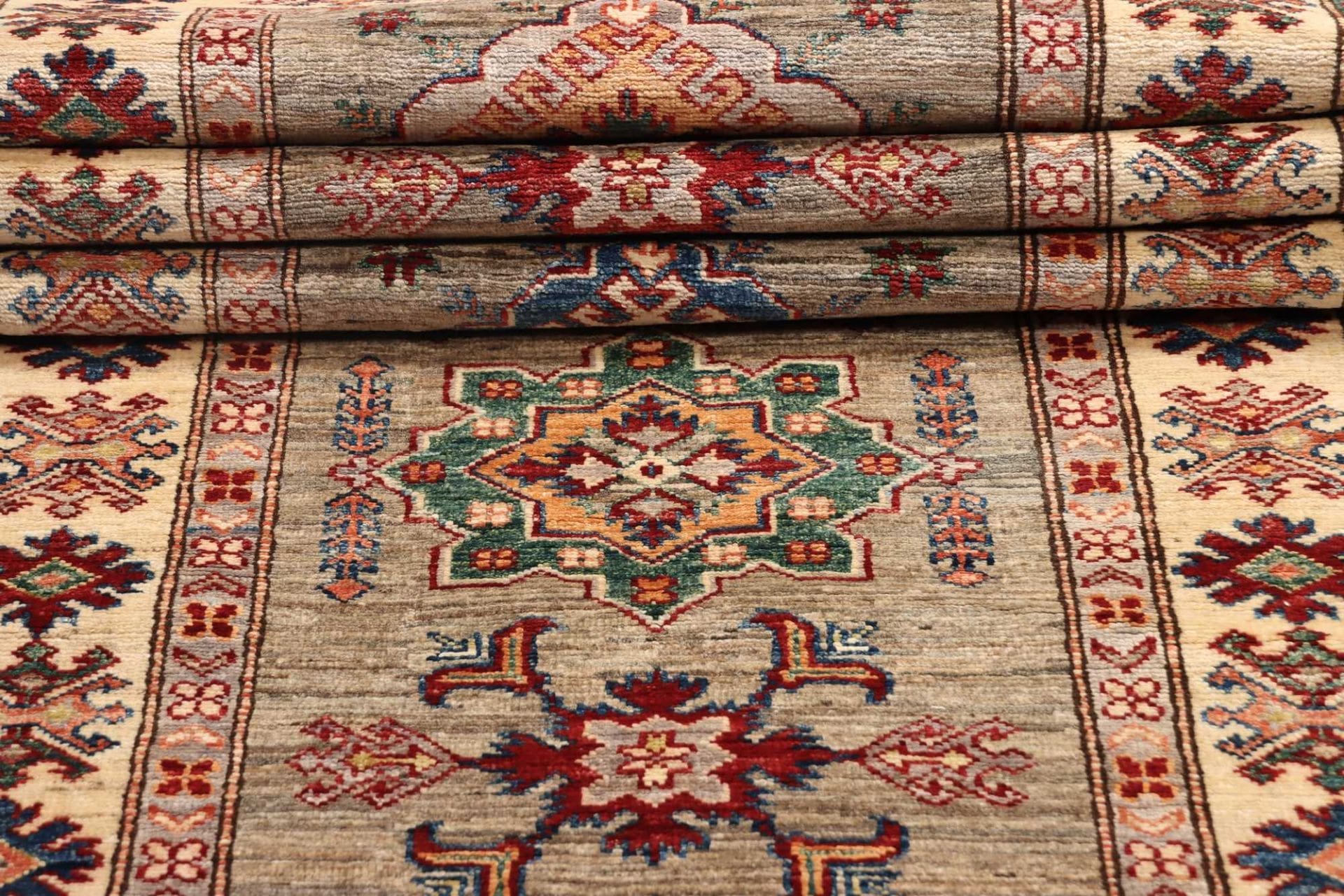 kazak-teppich-83-x-259-cm-geometrisches-muster-handgeknupft-9 Kazak Orientteppich aus Pakistan, 83 × 259 cm