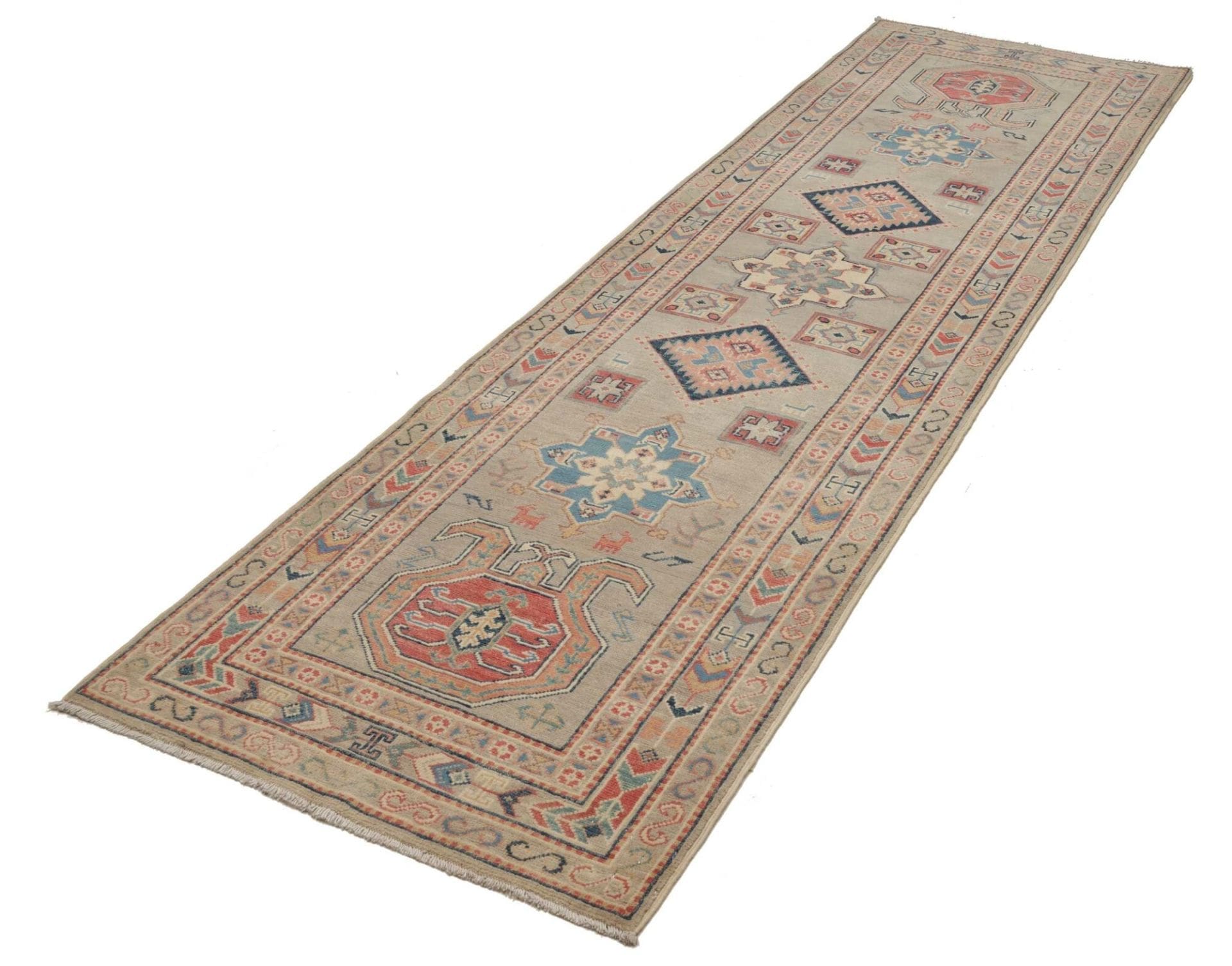 Kazak Orientteppich 85 × 286 cm aus Wolle, handgeknüpft