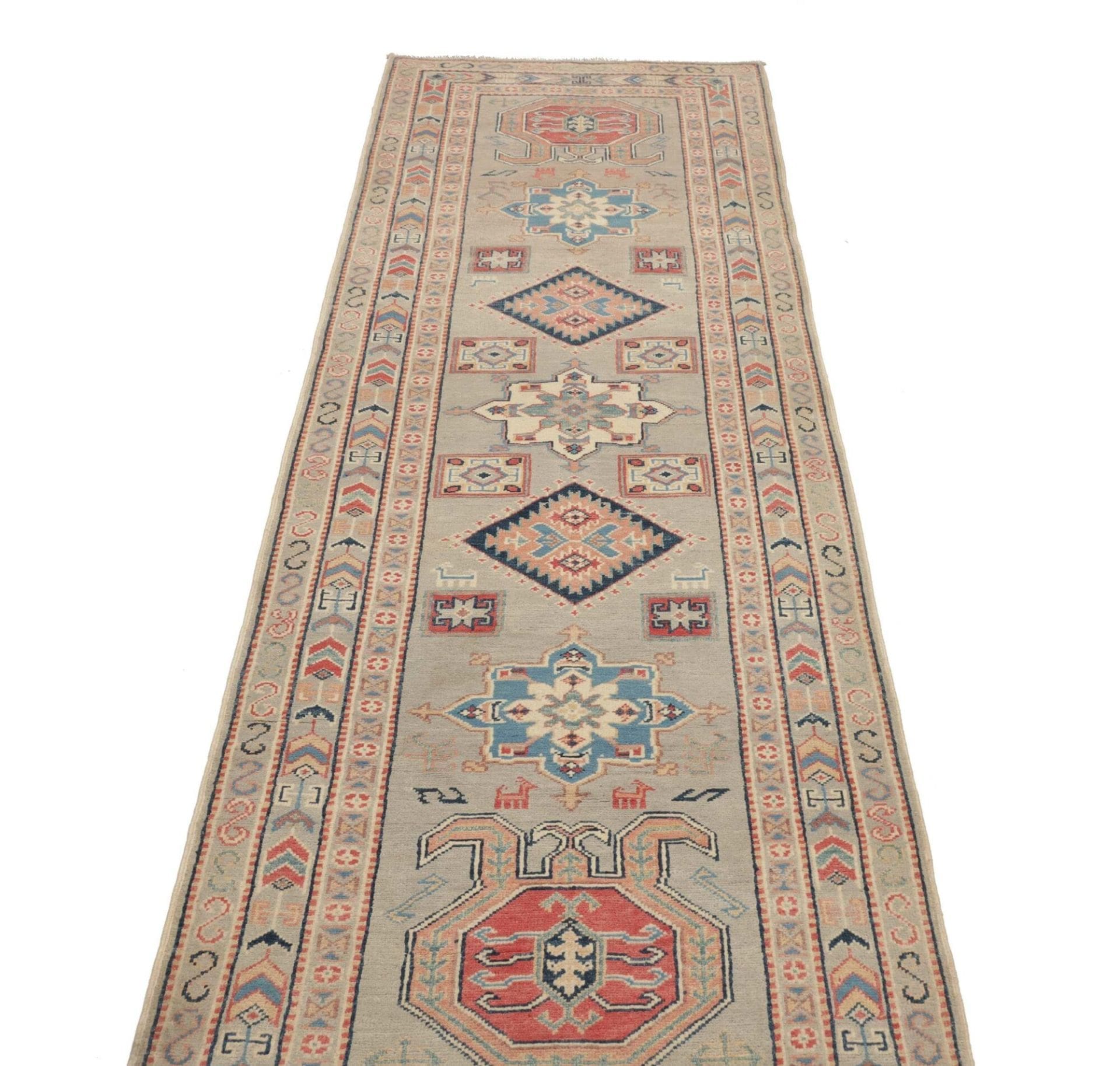 Kazak Orientteppich 85 × 286 cm aus Wolle, handgeknüpft