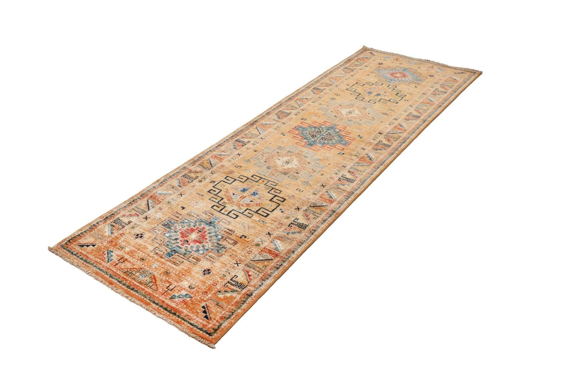 kazak-orientteppich-82-x-252cm-handgeknupft-geometrisch-wolle-1 Handgeknüpfter Kazak Orientteppich, 82 × 252 cm, Wolle