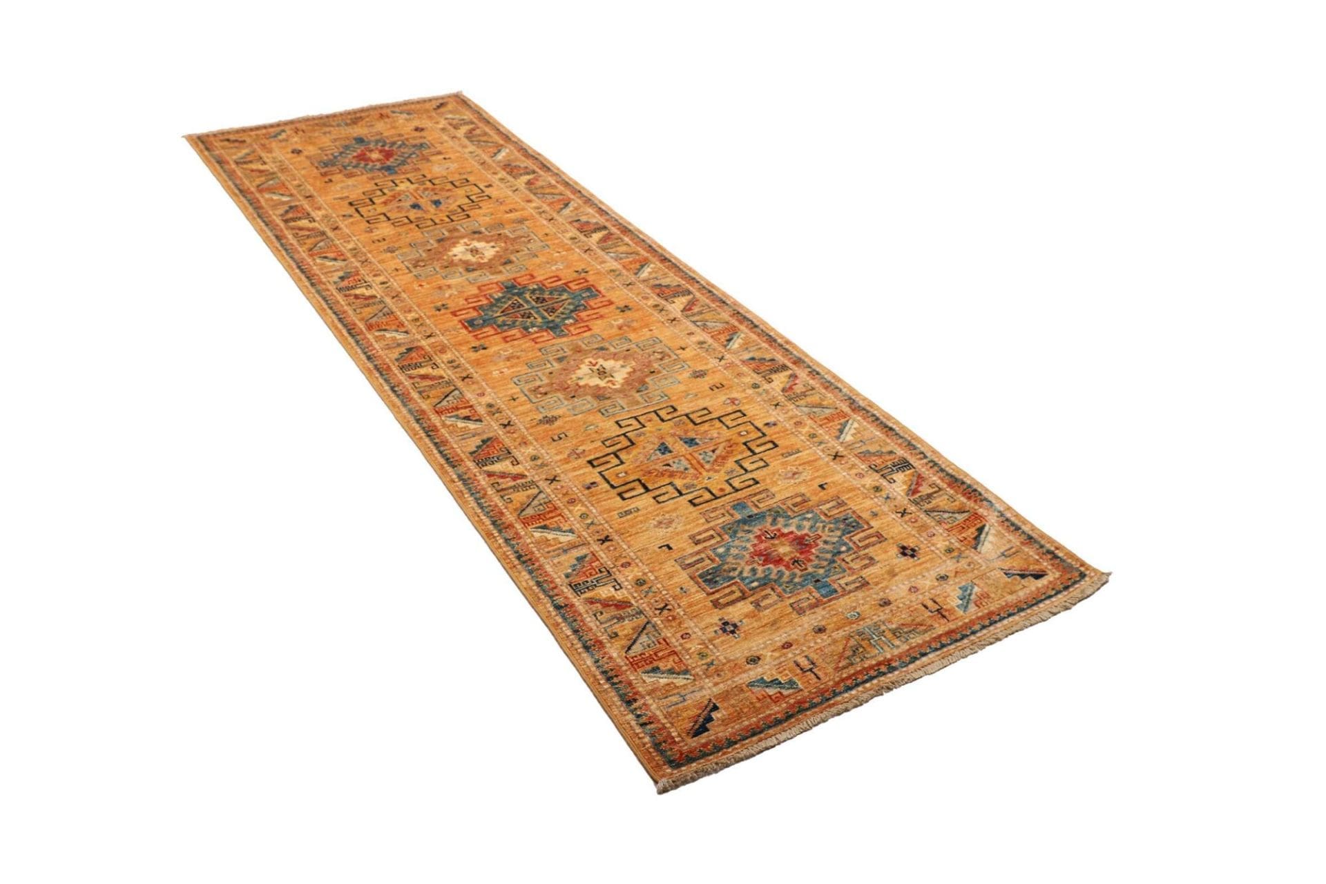kazak-orientteppich-82-x-252cm-handgeknupft-geometrisch-wolle-2 Handgeknüpfter Kazak Orientteppich, 82 × 252 cm, Wolle