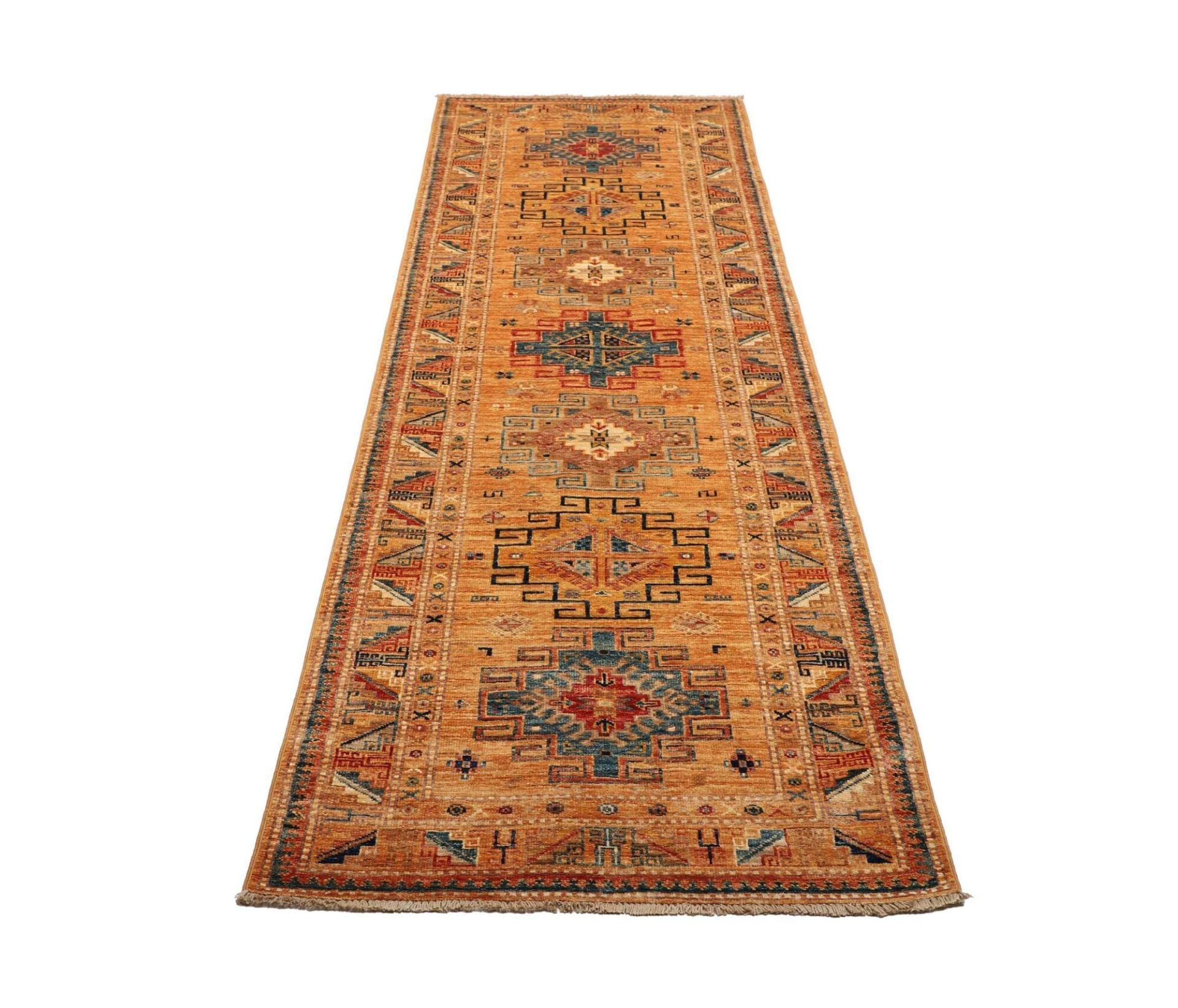 kazak-orientteppich-82-x-252cm-handgeknupft-geometrisch-wolle-3 Handgeknüpfter Kazak Orientteppich, 82 × 252 cm, Wolle